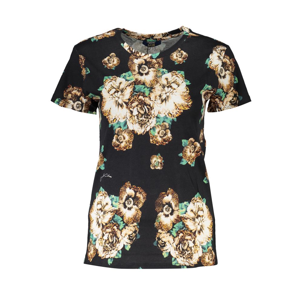 Elevate your wardrobe with the Cavalli Class Black Cotton Women's T-Shirt, a luxurious blend of comfort and contemporary chic, perfect for the discerning fashion lover.