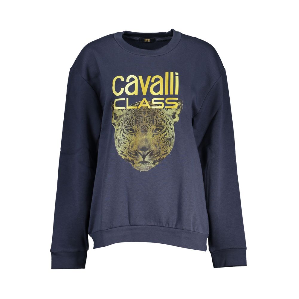 Elevate your wardrobe with the Cavalli Class Blue Polyester Women Sweatshirt, a luxurious blend of Italian craftsmanship and bold design, perfect for any occasion.