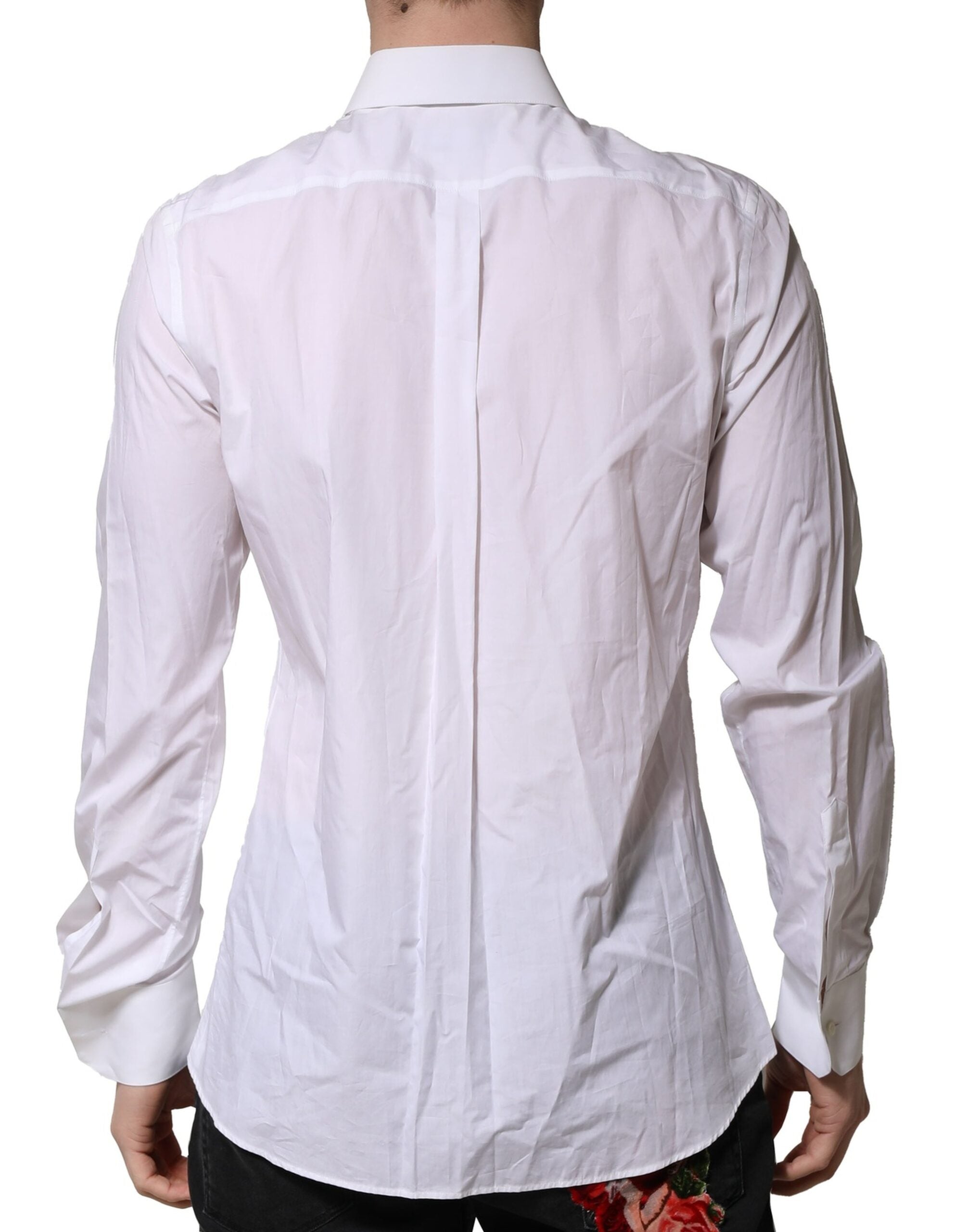 Dolce & Gabbana White Cotton MARTINI Long Sleeve Formal Shirt