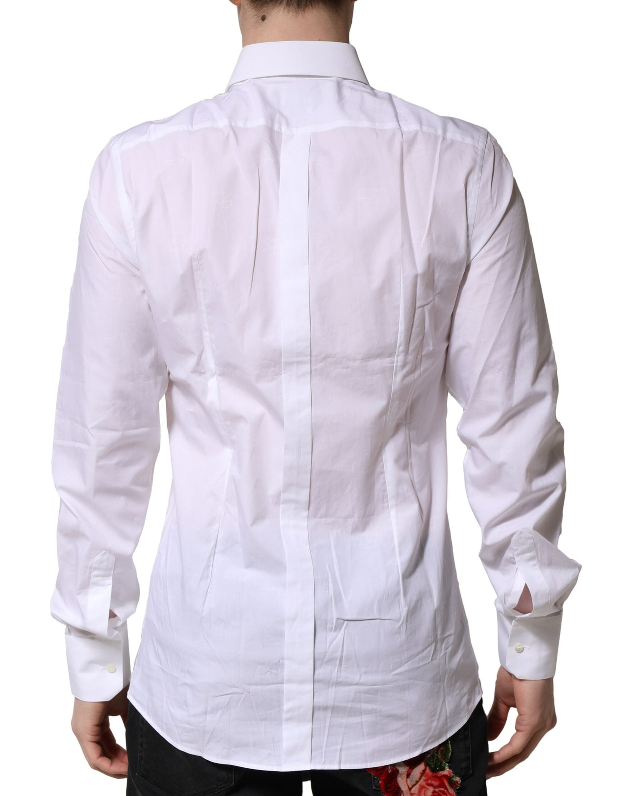 Dolce & Gabbana White Cotton GOLD Long Sleeves Formal Shirt