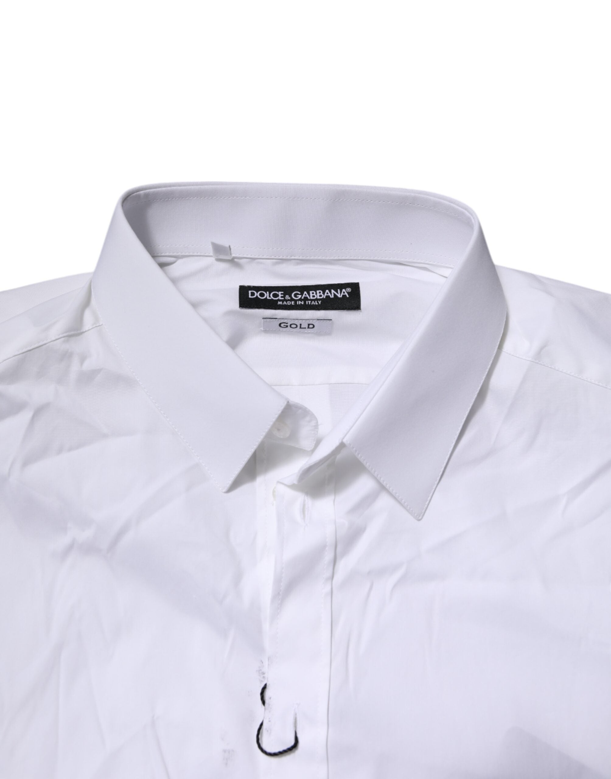 Dolce & Gabbana White GOLD Cotton Men Dress Formal Shirt