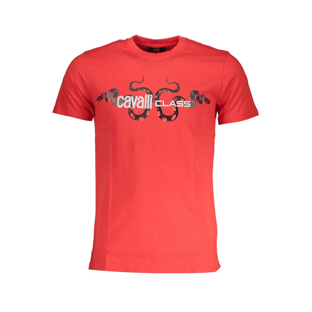 Elevate your wardrobe with the Cavalli Class Rosso Cotton Men T-Shirt, a masterpiece of contemporary luxury and exquisite craftsmanship, perfect for the discerning individual.