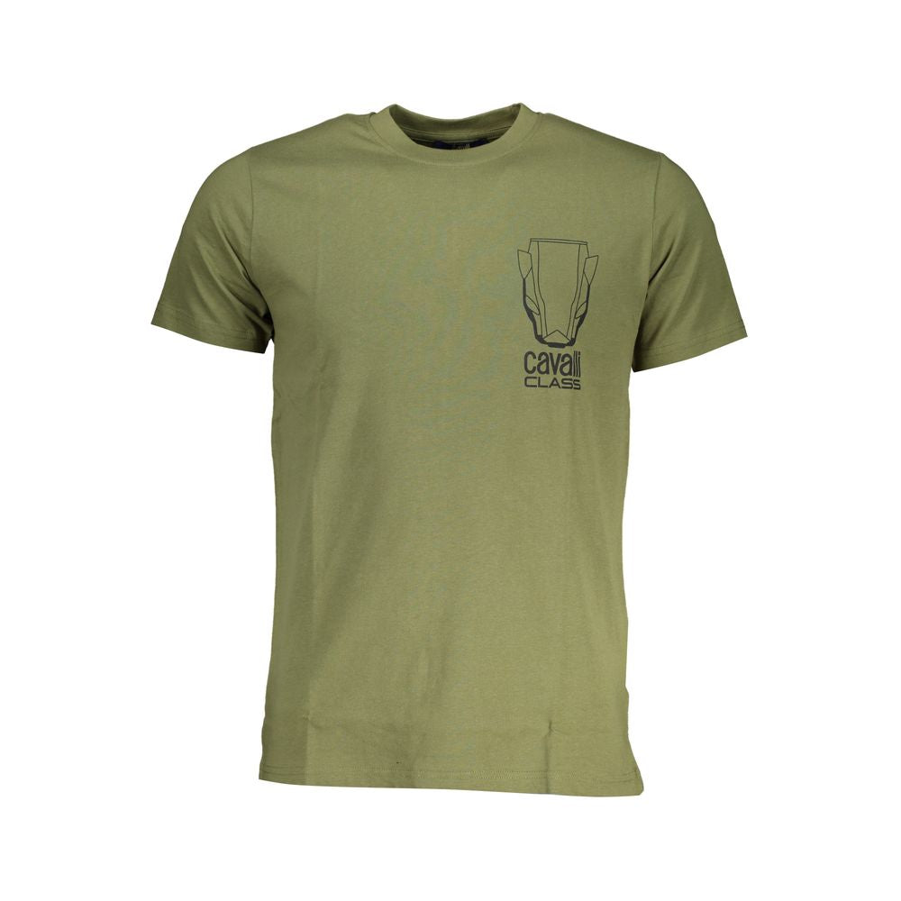 Elevate your wardrobe with the Cavalli Class Verde Cotton Men T-Shirt, a masterpiece of exquisite craftsmanship in luxurious cotton, perfect for sophisticated style.