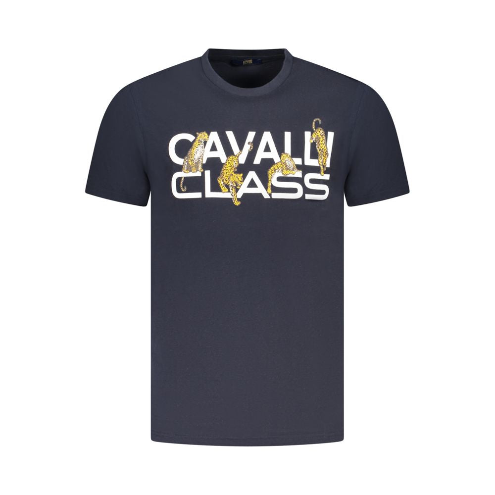 Discover the CAVALLI CLASS Blue Cotton Men T-Shirt, a luxurious blend of 100% Cotone and contemporary chic, perfect for those who embody elegance and confidence.