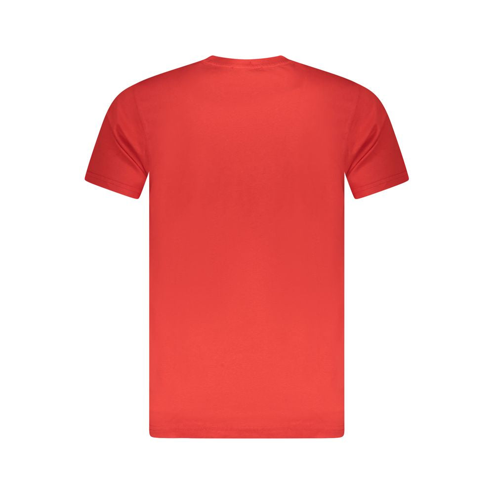 Experience the opulence of the CAVALLI CLASS Red Cotton Men T-Shirt, crafted from soft Cotone, embodying bold elegance for the discerning individual.