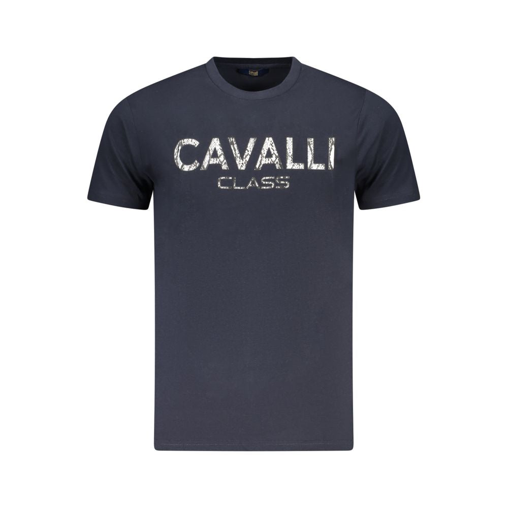 Elevate your wardrobe with the Cavalli Class Blu Cotton Men T-Shirt, crafted from 100% premium cotton for unparalleled elegance and timeless sophistication.