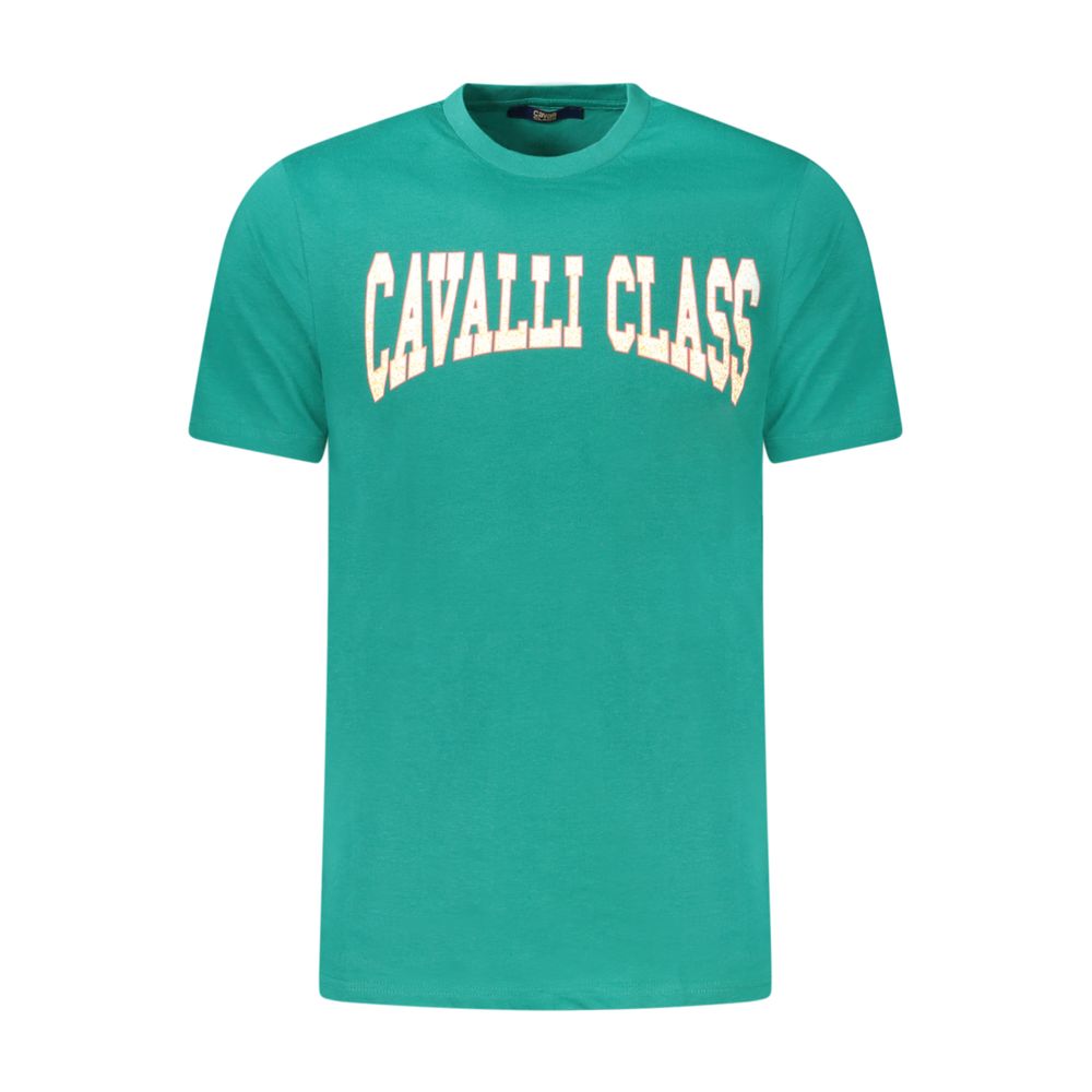 Elevate your wardrobe with the Cavalli Class Verde Cotton Men T-Shirt, a luxurious blend of refined craftsmanship and vibrant style, perfect for the discerning individual.