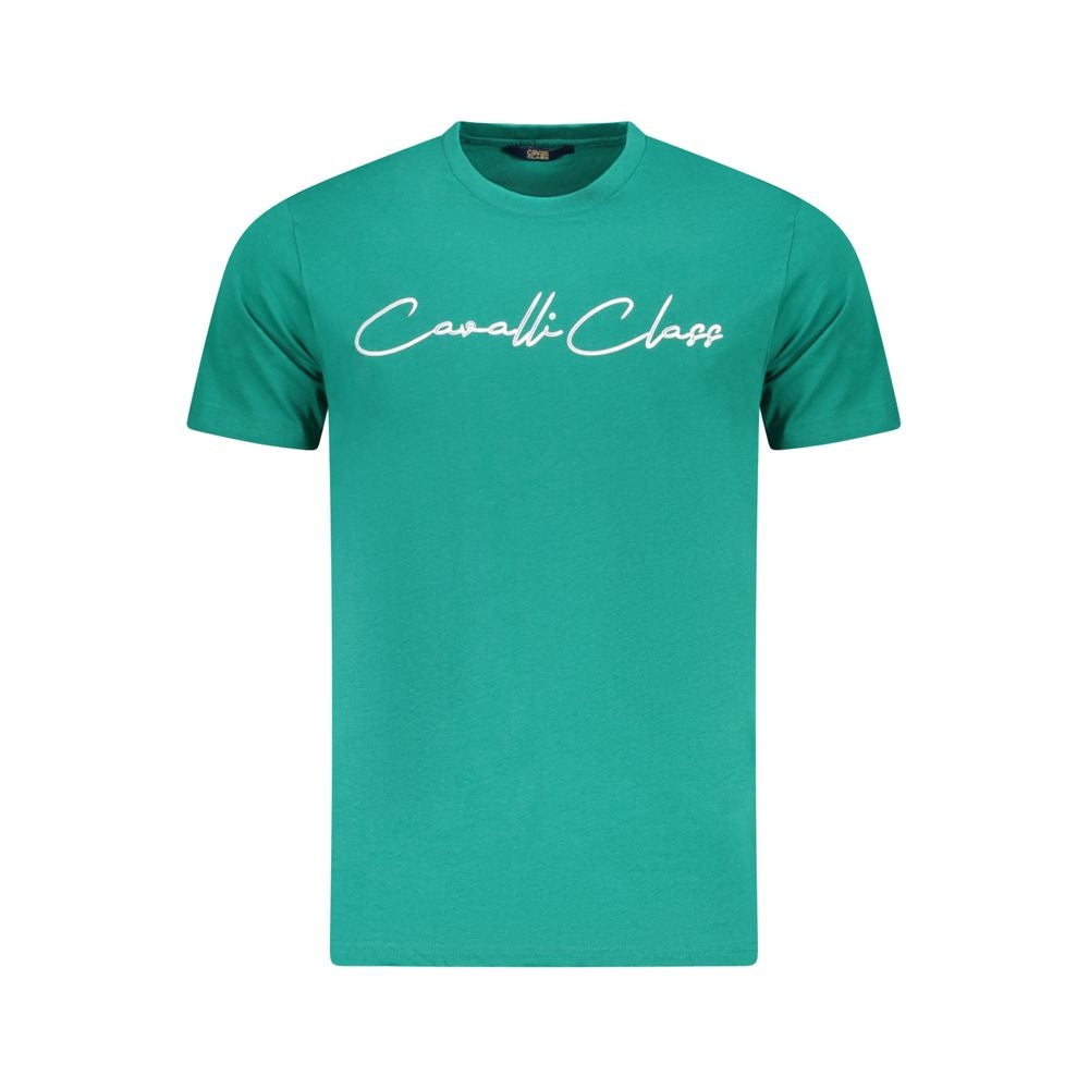 Elevate your wardrobe with the Cavalli Class Verde Cotton Men T-Shirt, a masterpiece of 100% cotton, embodying timeless elegance and sophisticated allure.