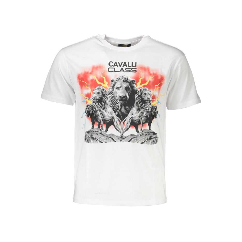 Discover the Cavalli Class White Cotton Men T-Shirt, a blend of refined craftsmanship and timeless elegance, perfect for elevating your casual wardrobe with luxurious comfort.
