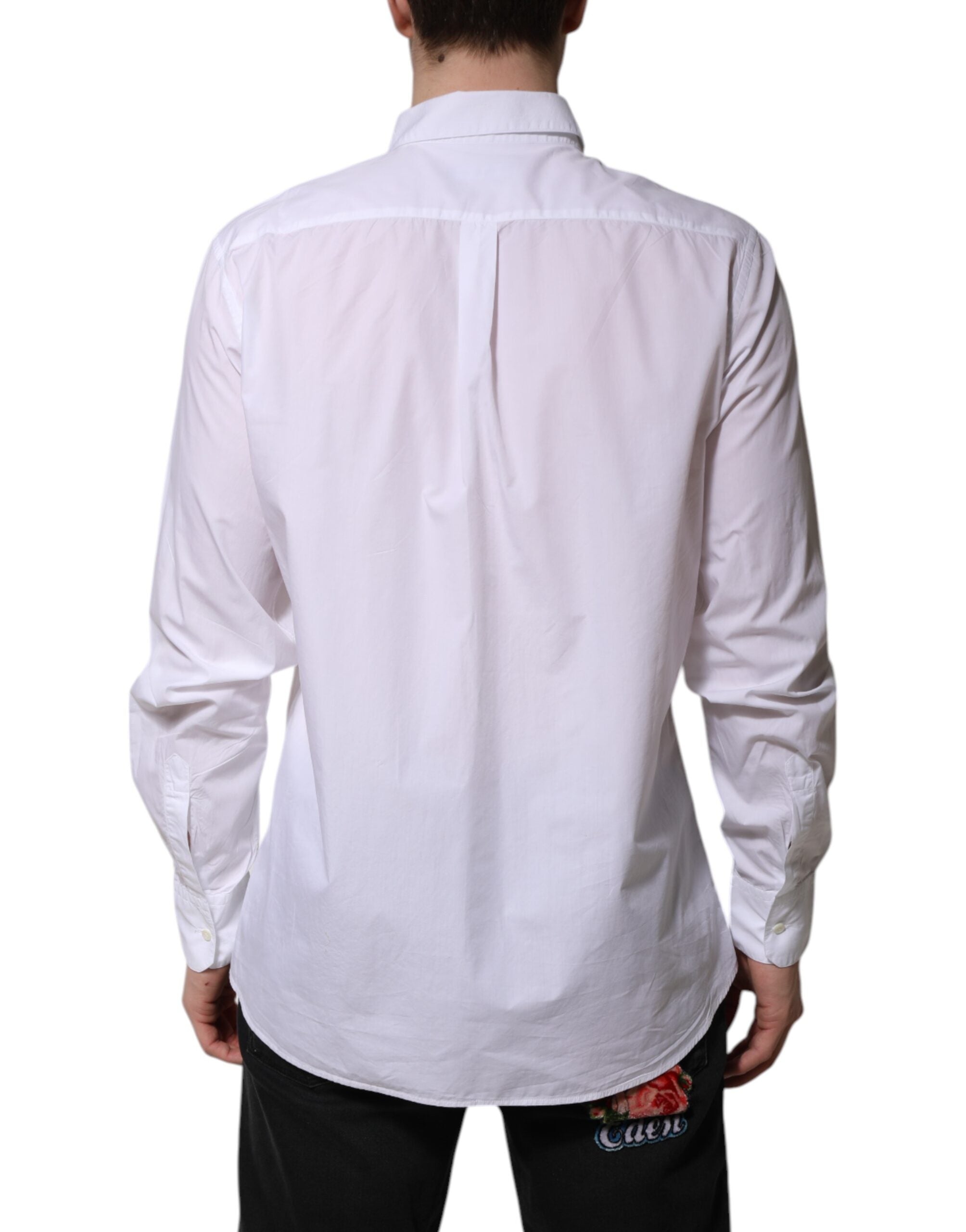 Dolce & Gabbana White Cotton Long Sleeves Dress Formal Shirt
