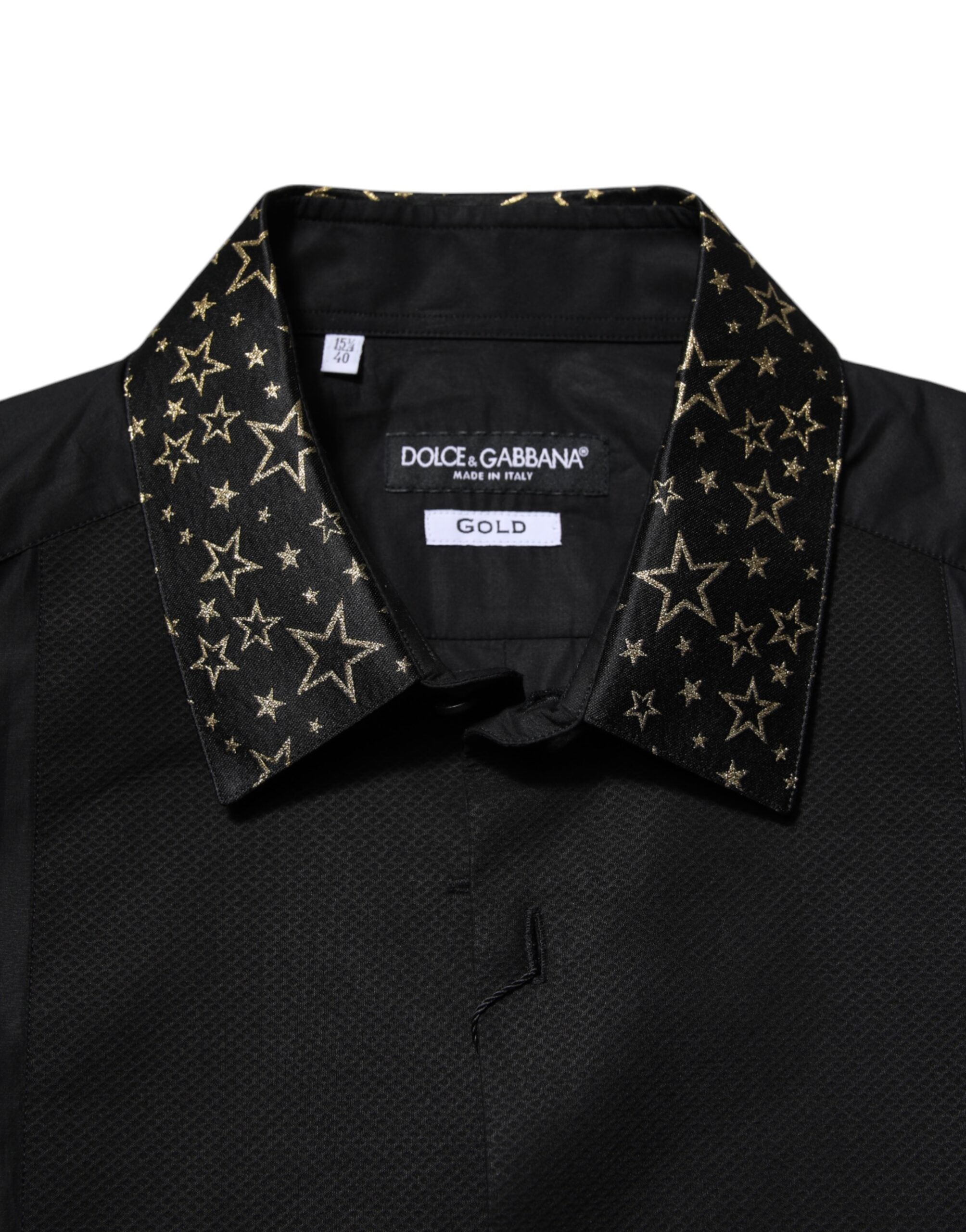 Dolce & Gabbana Black Cotton GOLD Long Sleeves Dress Shirt