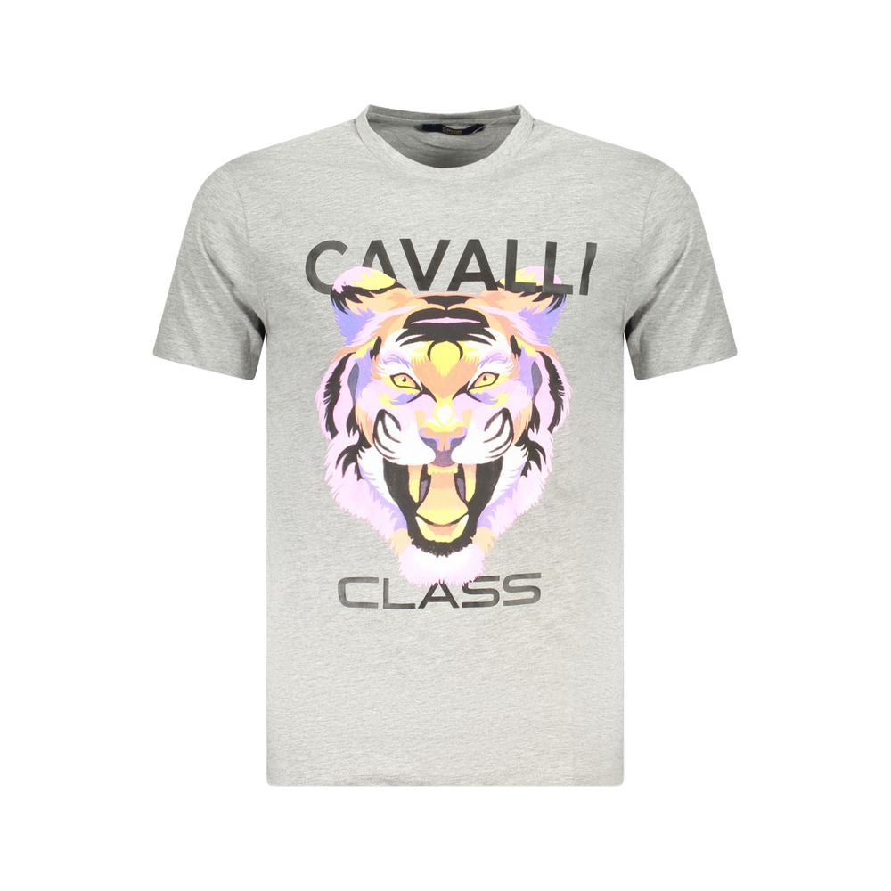 Elevate your wardrobe with the Cavalli Class Grigio Cotton Men T-Shirt, a luxurious blend of exquisite craftsmanship and timeless elegance, perfect for any sophisticated occasion.