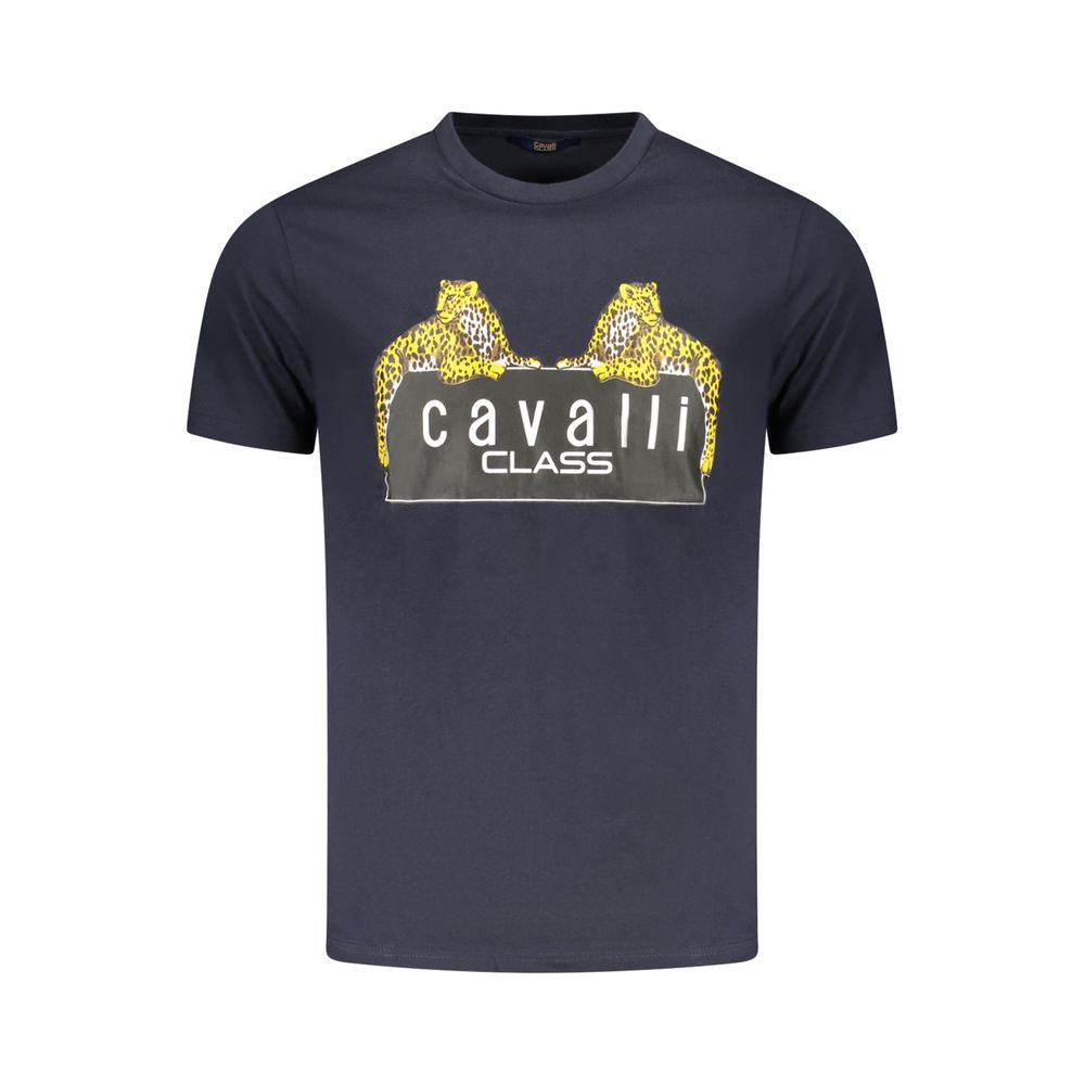 Discover the CAVALLI CLASS Blu Cotton Men T-Shirt, a masterpiece of 100% cotton craftsmanship, blending luxurious style with effortless versatility for the discerning individual.