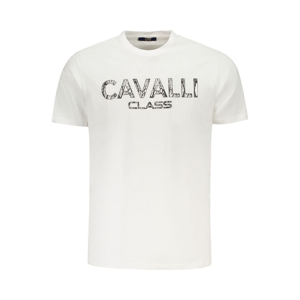Elevate your style with the Cavalli Class Bianco Cotton Men T-Shirt, a luxurious blend of comfort and sophistication, perfect for any occasion.
