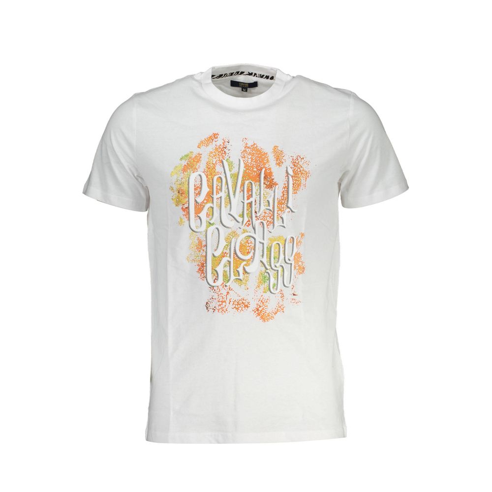 Discover the Cavalli Class Bianco Cotton Men T-Shirt, a timeless piece crafted from exquisite cotton, embodying luxury and sophistication for the discerning individual.