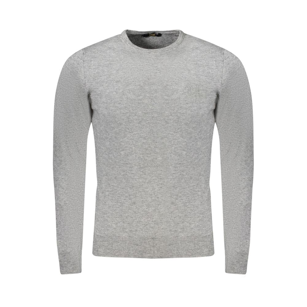 Elevate your wardrobe with the CAVALLI CLASS Grigio Viscosa Men's Sweater, a luxurious blend of comfort and sophistication crafted for the discerning individual.