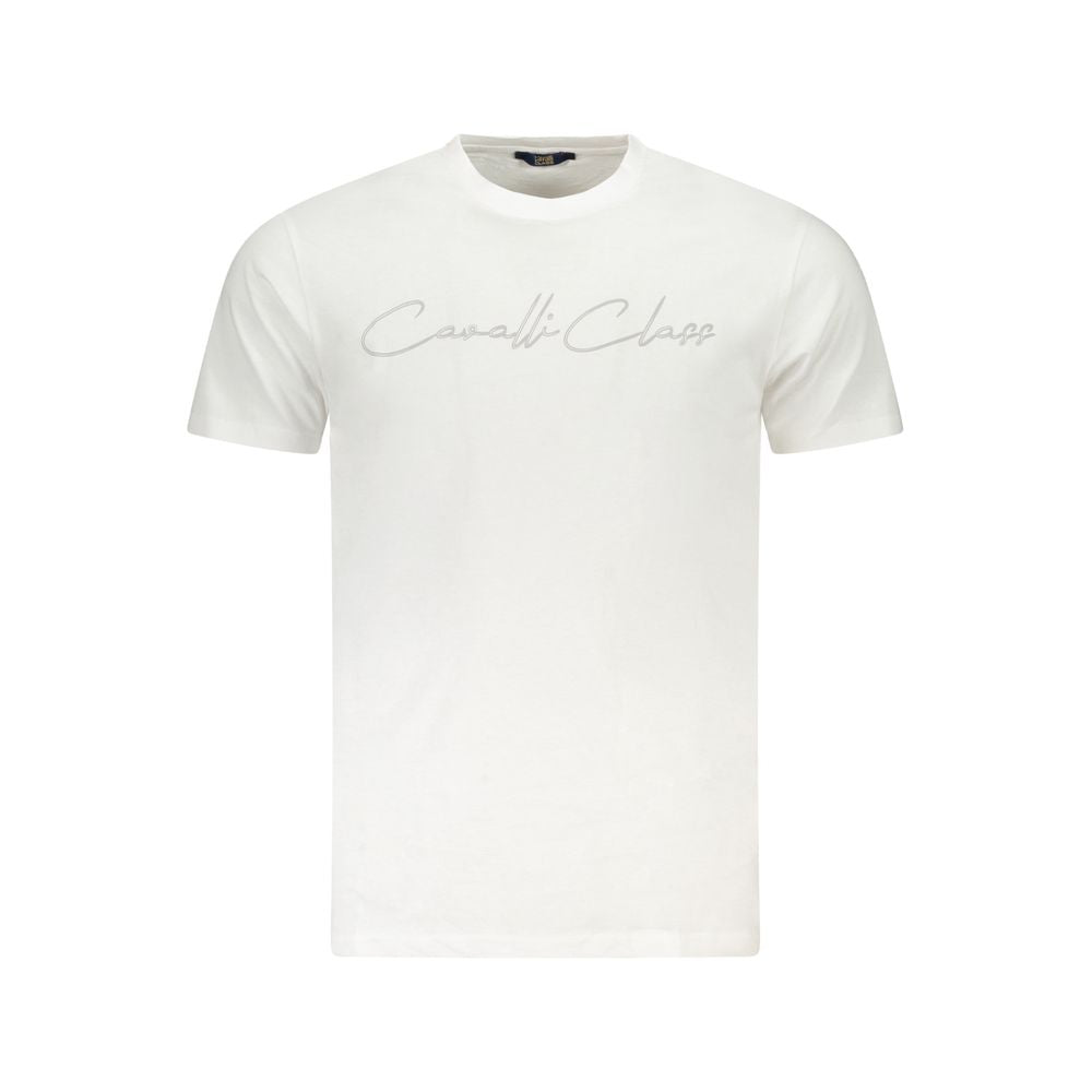 Discover the Cavalli Class White Cotton T-Shirt, a luxurious essential crafted from soft cotton, embodying sophistication and timeless elegance for the discerning individual.