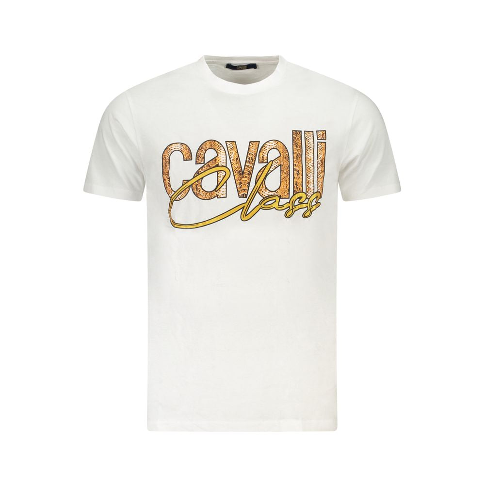 Elevate your wardrobe with the Cavalli Class White Cotton Men T-Shirt, a timeless piece of artisanal luxury, crafted for those who embody sophistication and style.