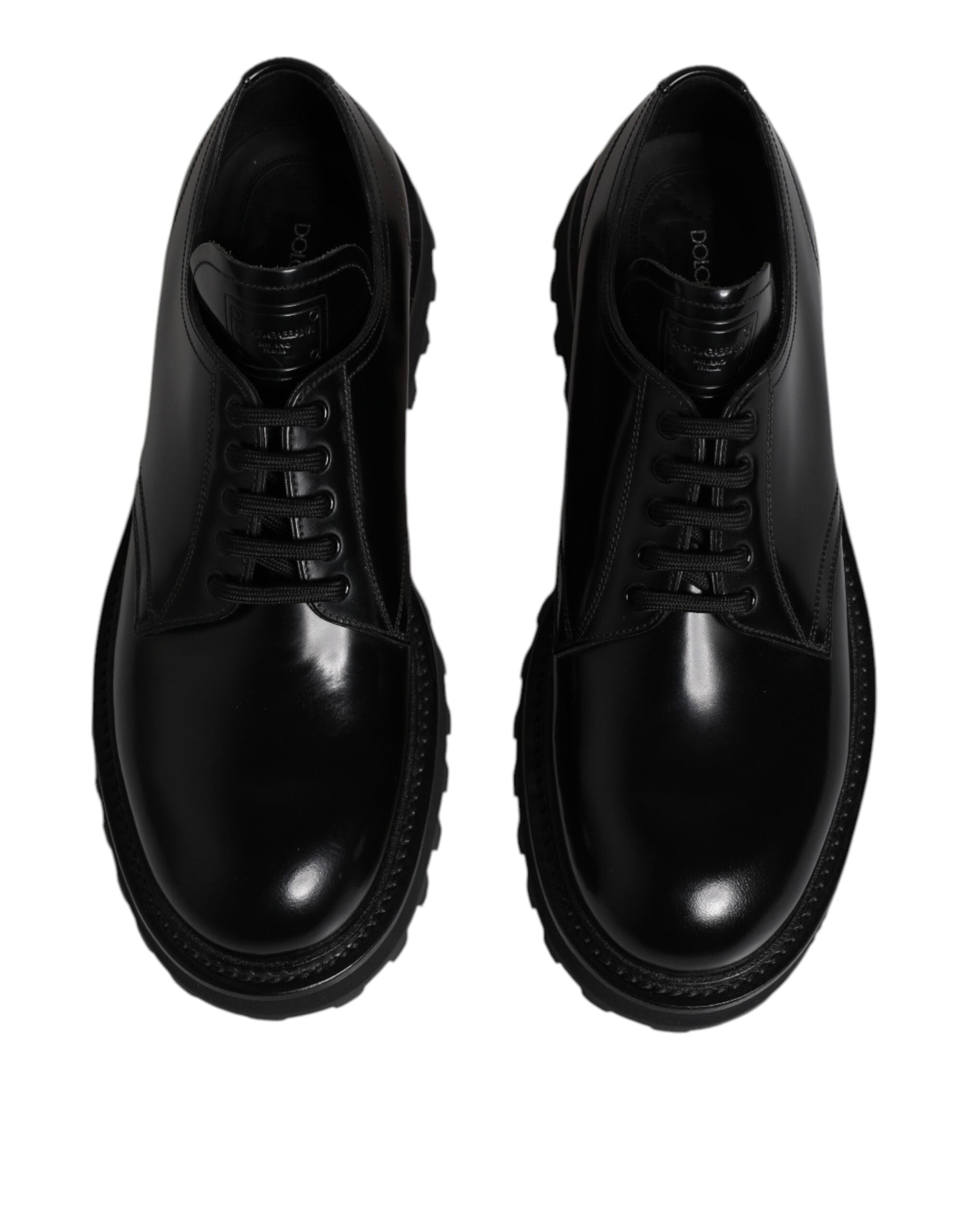 Dolce & Gabbana Black Leather Lace Up Derby Men Dress Shoes