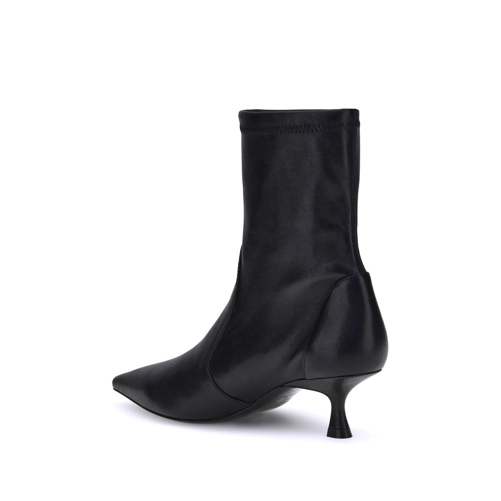 Stuart Weitzman Black Calf Leather Bos Taurus Ankle Boots