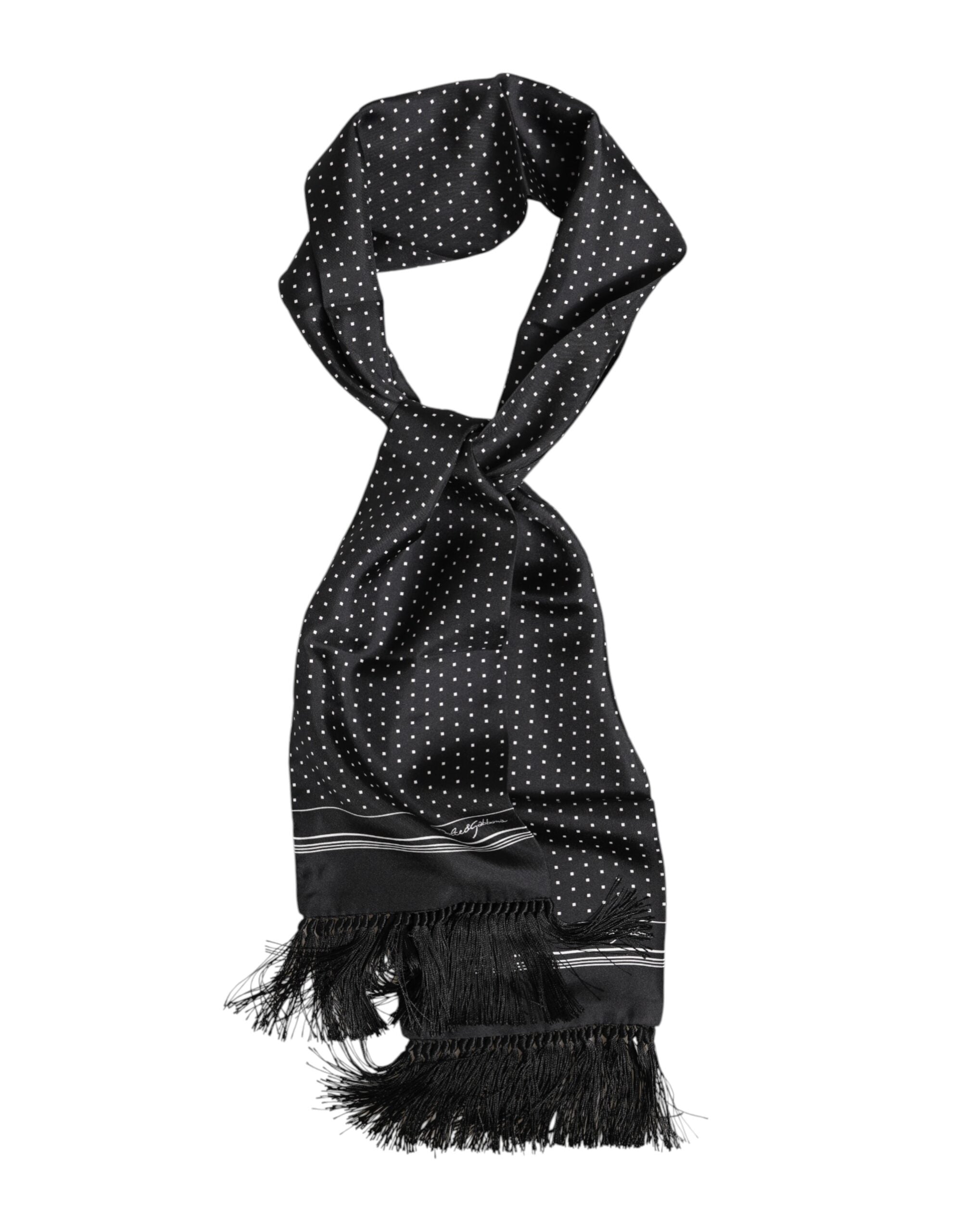 Dolce & Gabbana Silk Polka Dot Fringes Scarf - Timeless Luxury