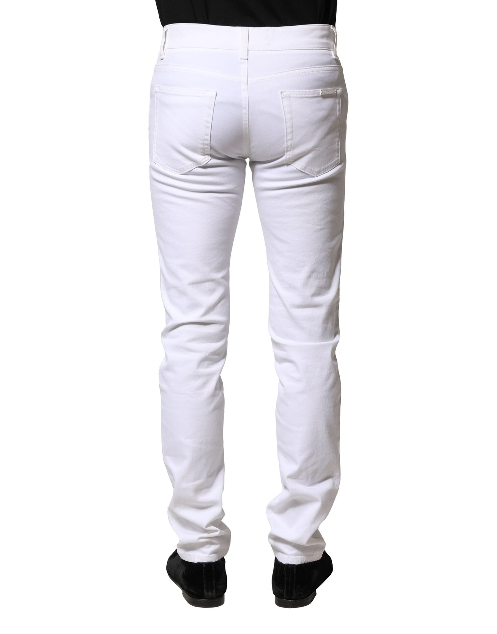 Dolce & Gabbana White Cotton Skinny Men Denim Jeans
