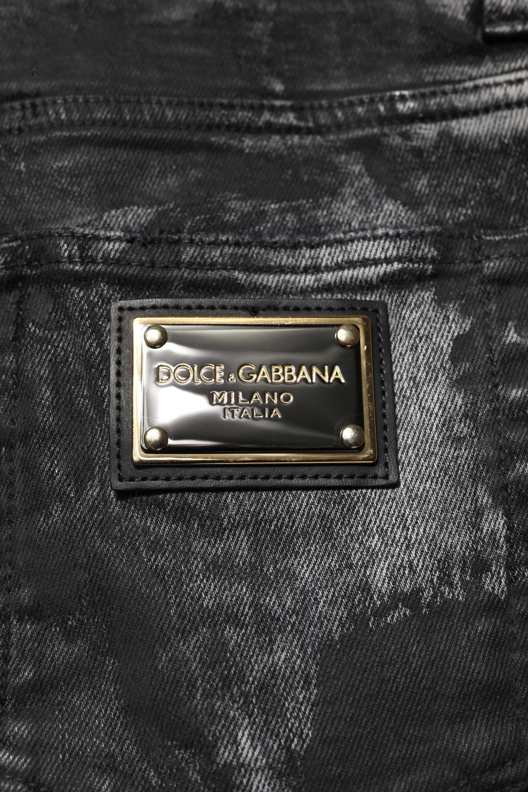 Dolce & Gabbana Black Washed Embellished Skinny Denim Jeans