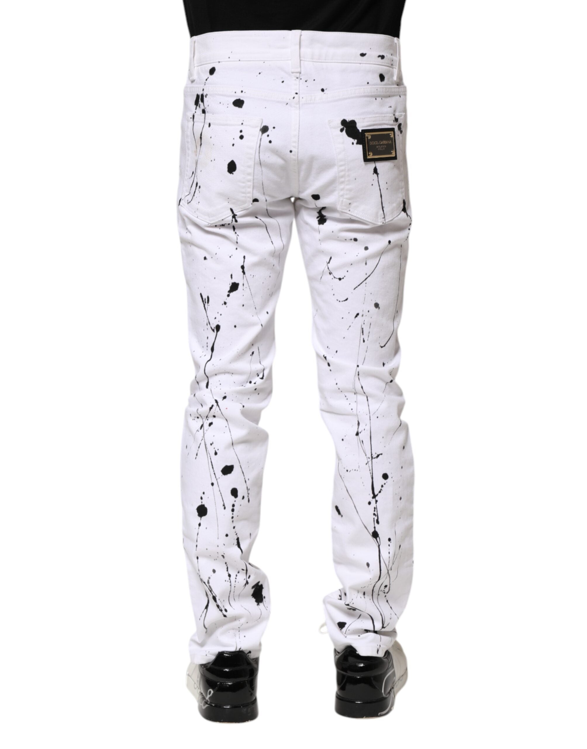 Dolce & Gabbana White ColorSplash Skinny Denim Jeans