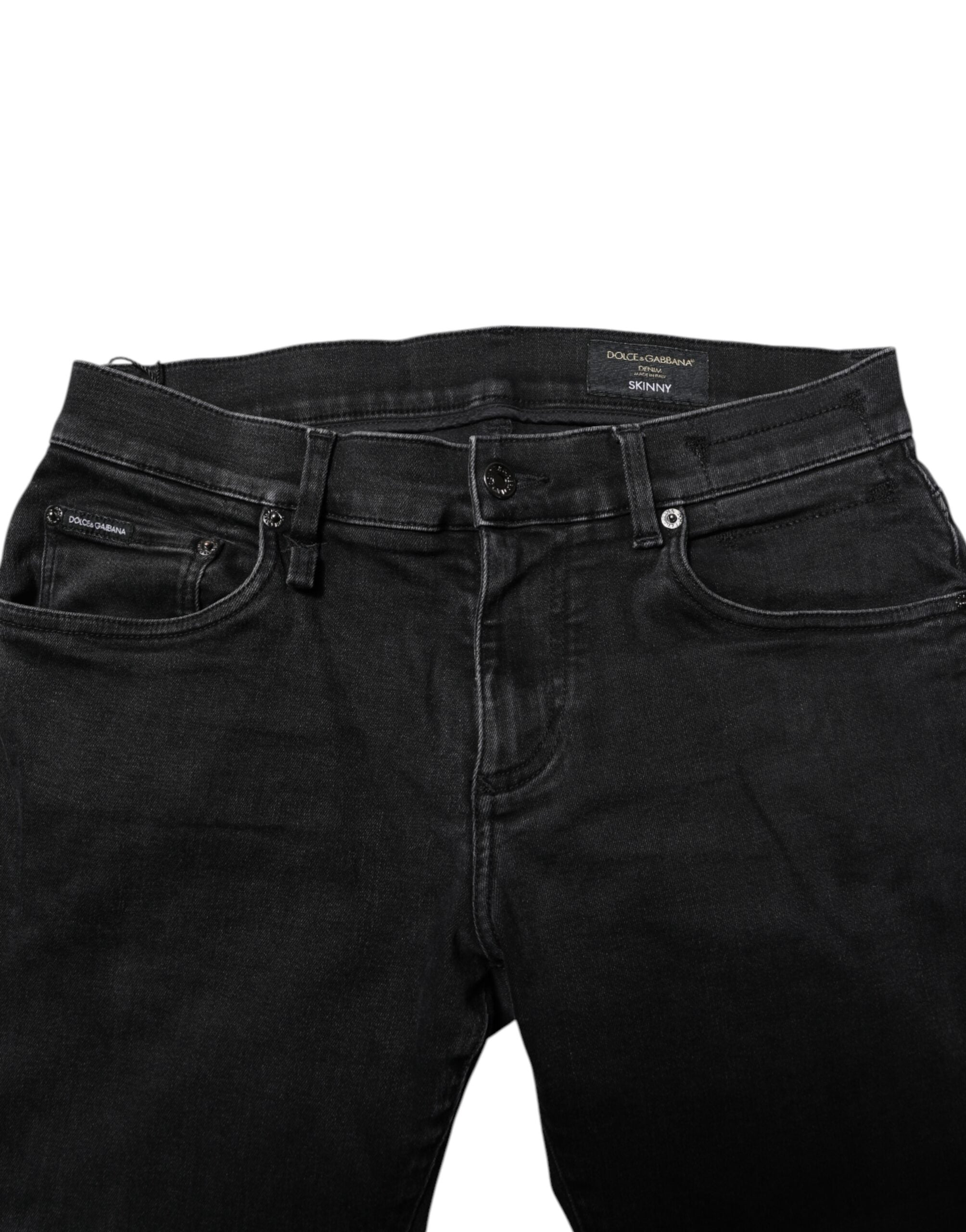 Dolce & Gabbana Black Cotton Skinny Men Denim Jeans