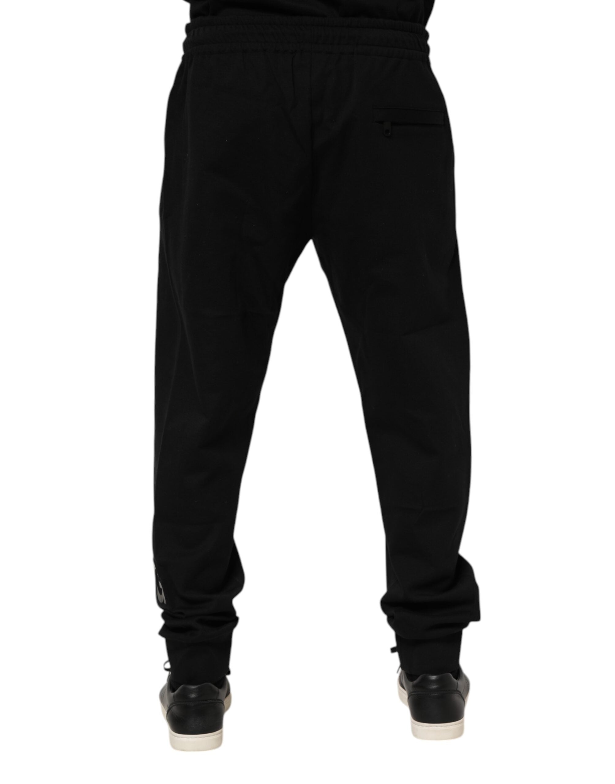 Dolce & Gabbana Black Cotton Men Jogger Sweatpants Pants