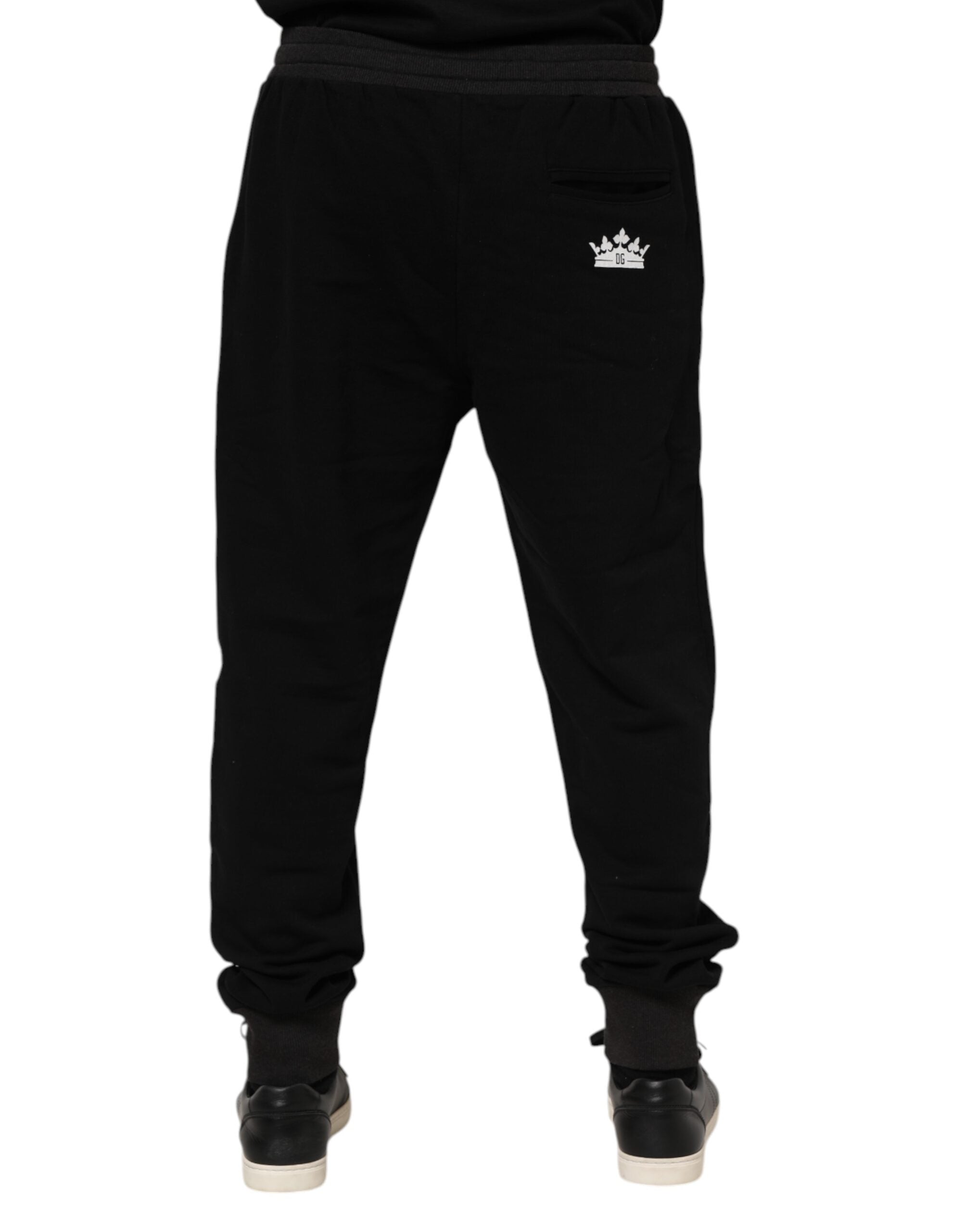 Dolce & Gabbana Black Cotton Crown Jogger Sweatpants Pants