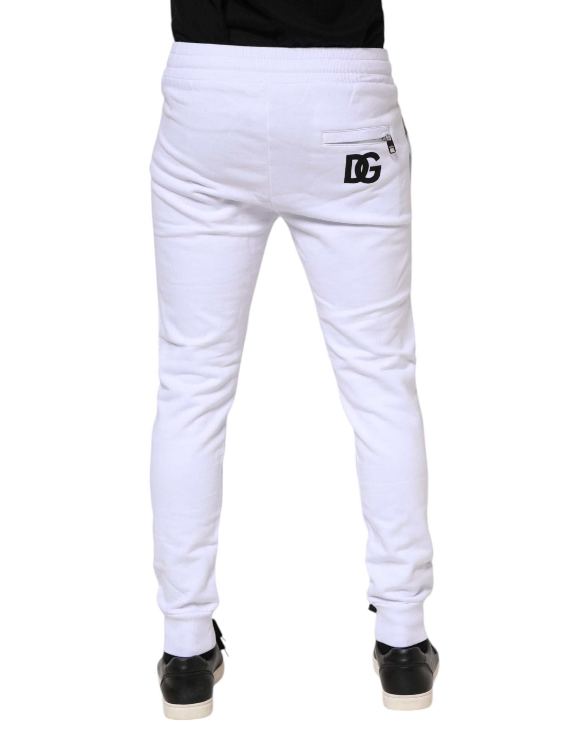 Dolce & Gabbana White Cotton Drawstring Jogger Pants