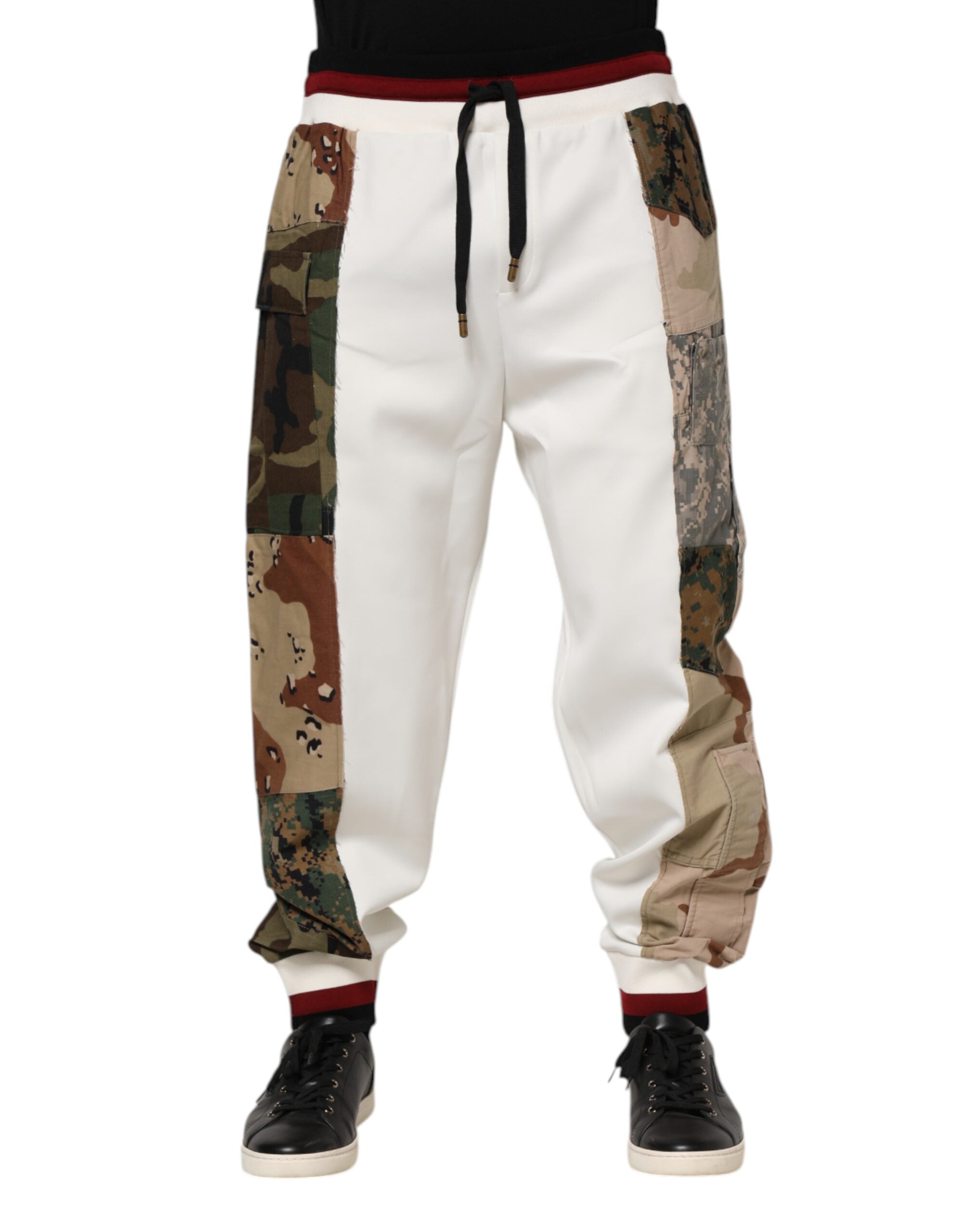 Dolce & Gabbana White Patchwork Jogger Pants - Luxury Redefined