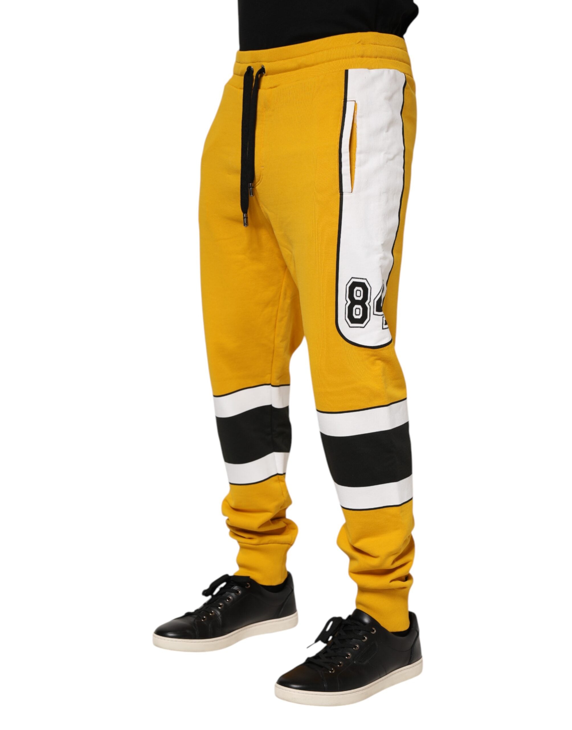 Dolce & Gabbana Yellow Cotton Sweatpant Jogger Trouser Pants