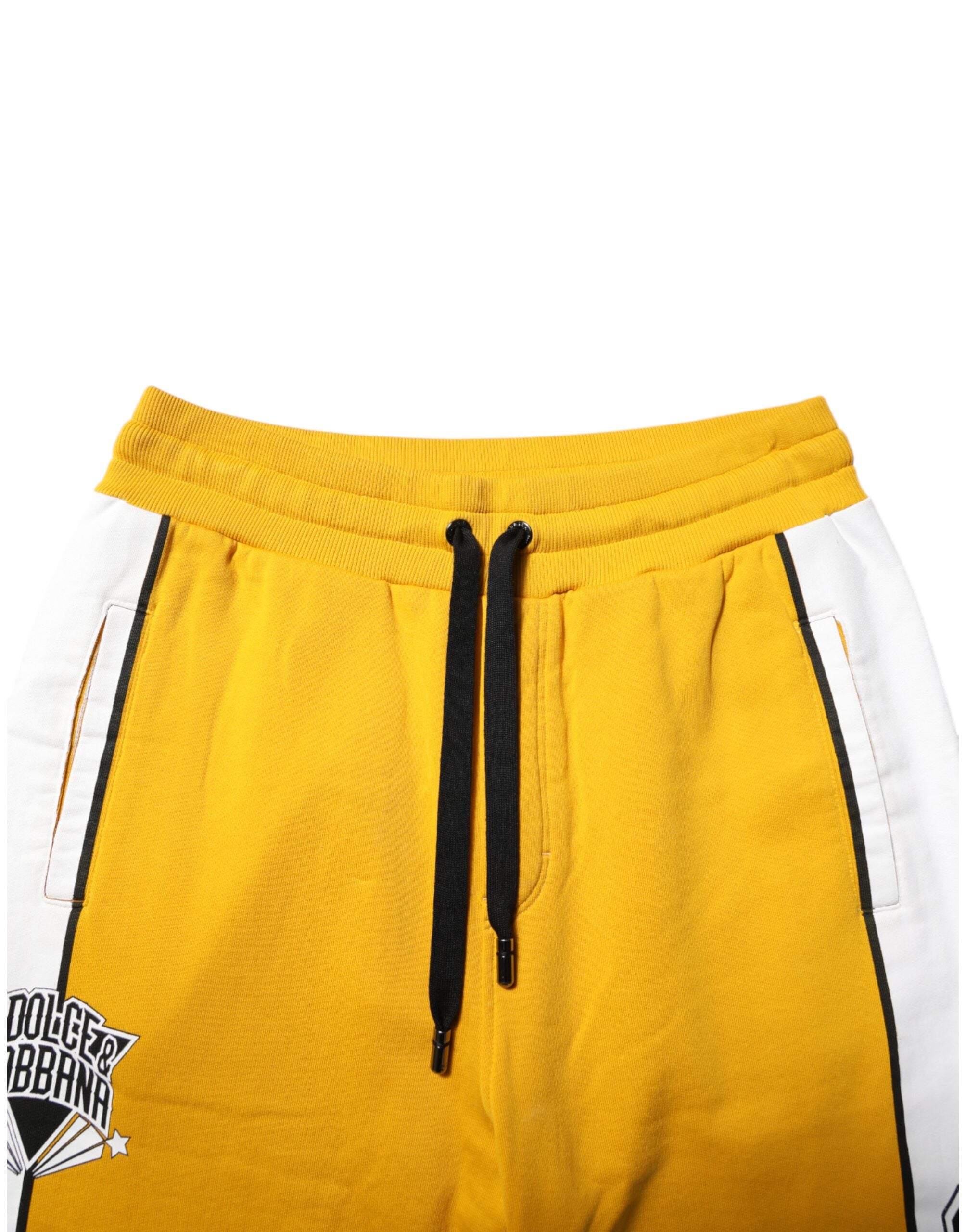 Dolce & Gabbana Yellow Cotton Print Jogger Sweatpants Pants