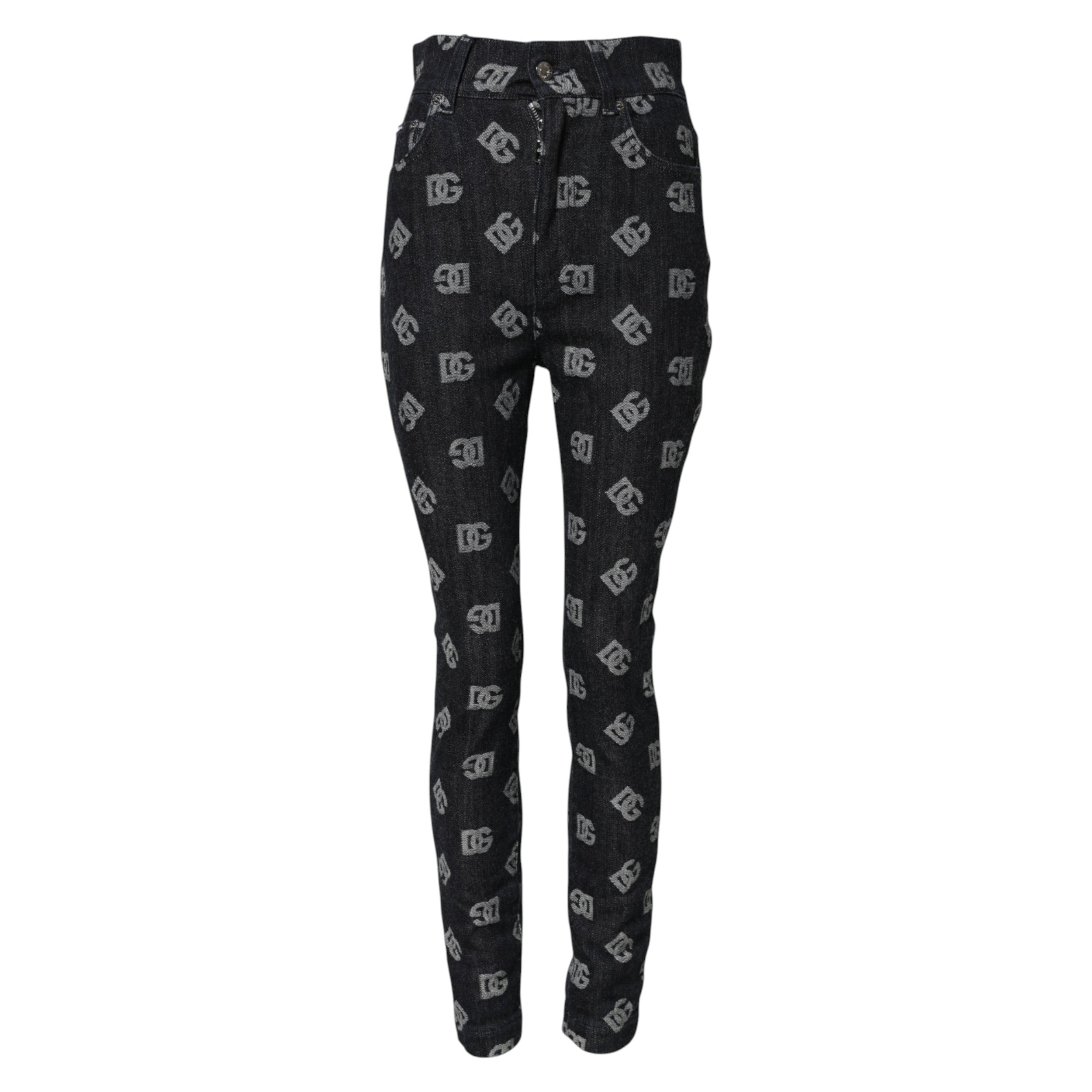 Dolce & Gabbana Black DG Logo High Waist Skinny Denim Jeans