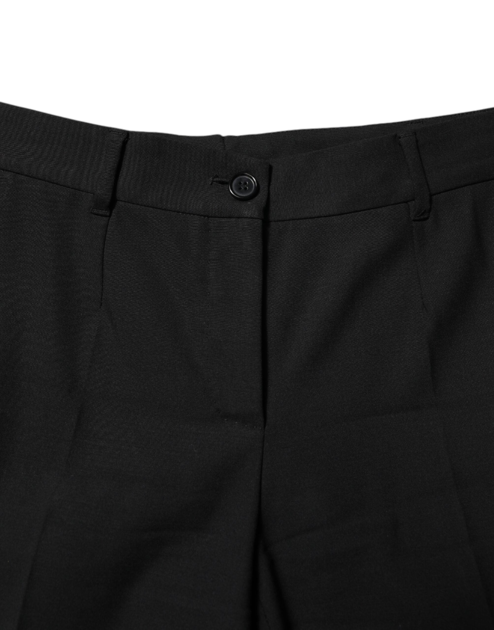Dolce & Gabbana Black Wool High Waist Tapered Pants