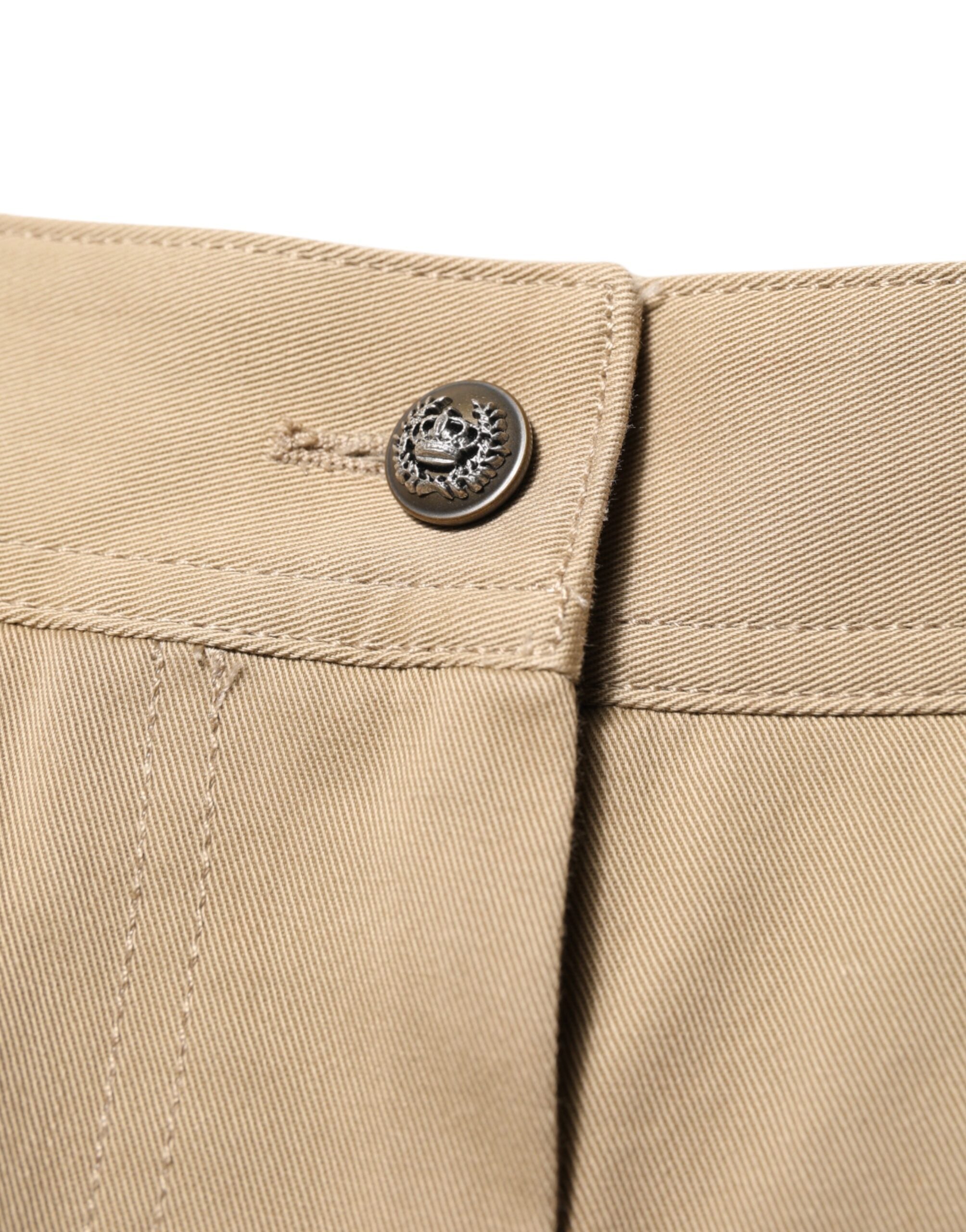 Dolce & Gabbana Beige Mid Waist Cargo Tapered Pants