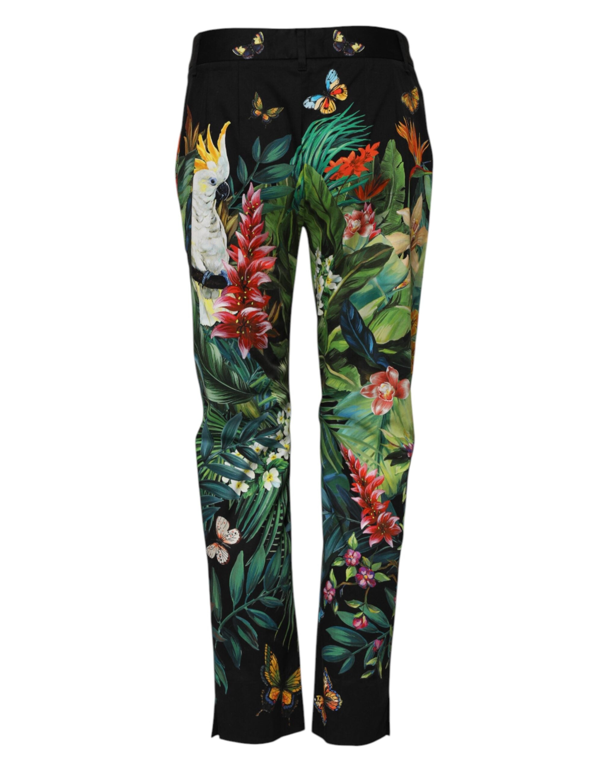 Dolce & Gabbana Black Cotton Tropical Mid Waist Pants