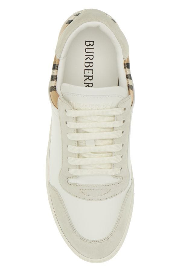 Burberry White Multicolor Calf Leather Sneakers - DEA STILOSA MILANO