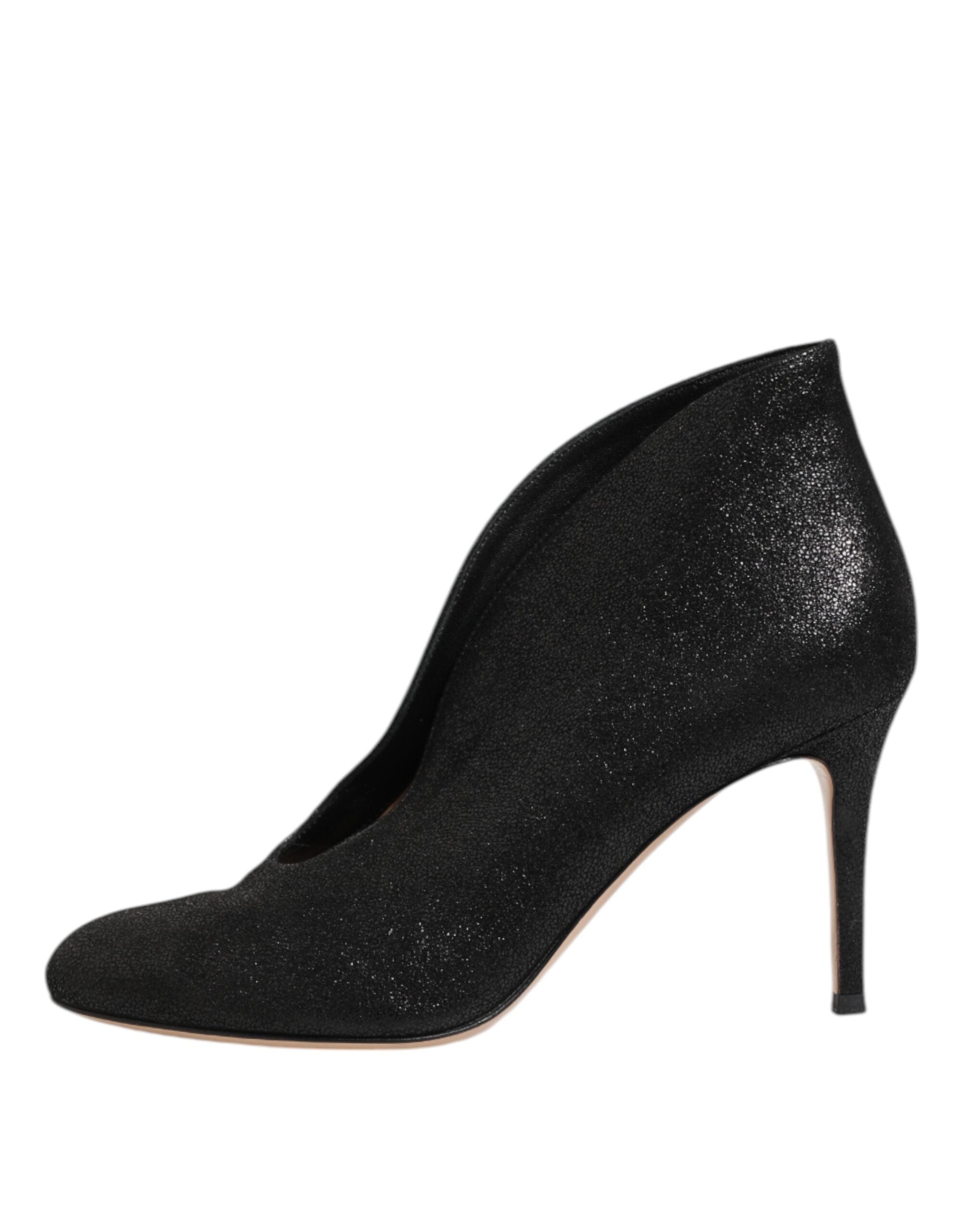 Gianvito Rossi Metallic Black Pump Stiletto Heels Shoes