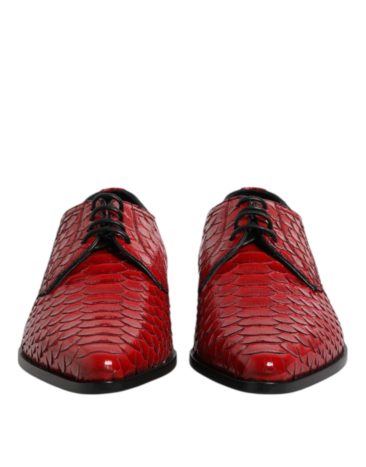 Dolce & Gabbana Red Python Leather Derby Shoes Couture