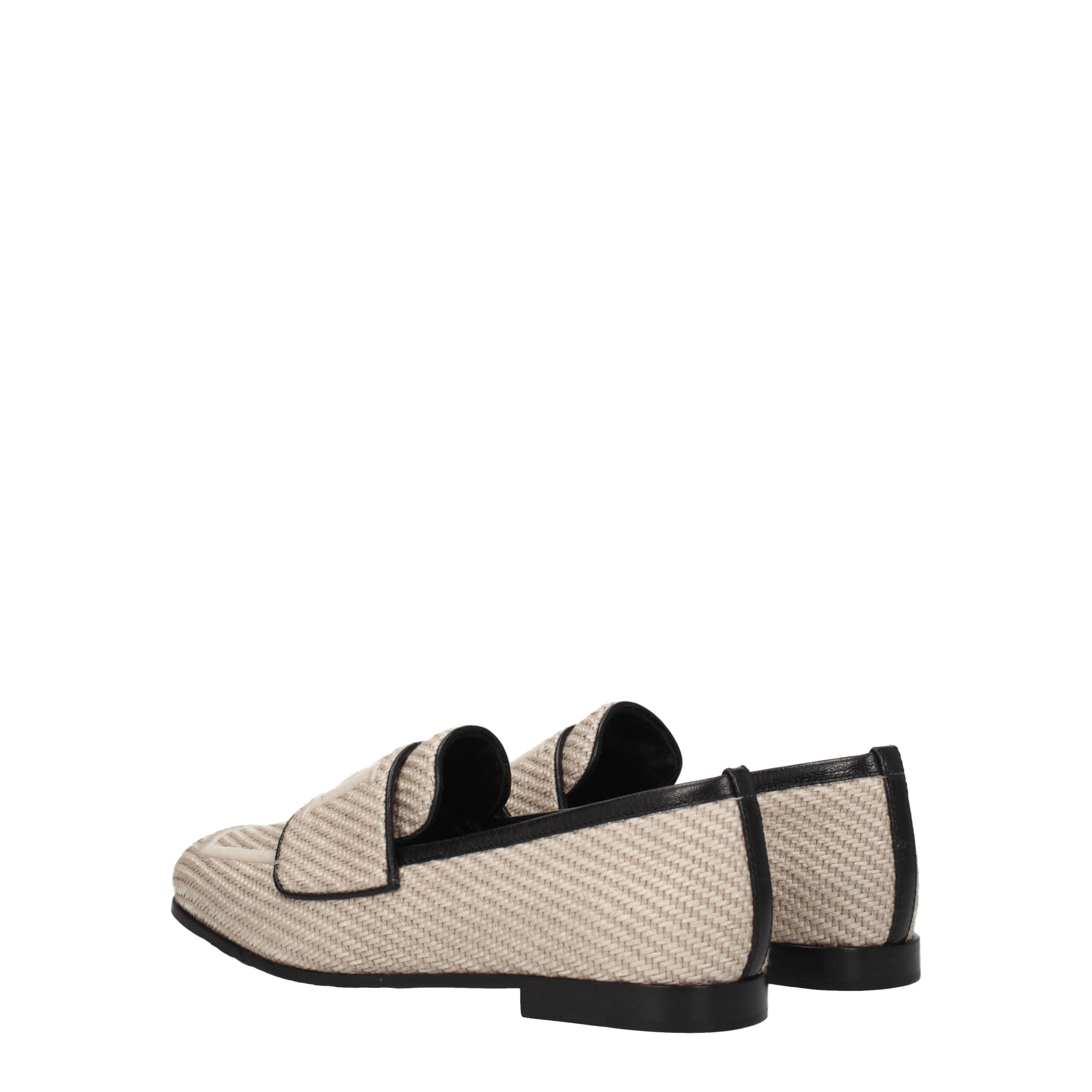 Max Mara Beige Fabric Slip-On Loafers