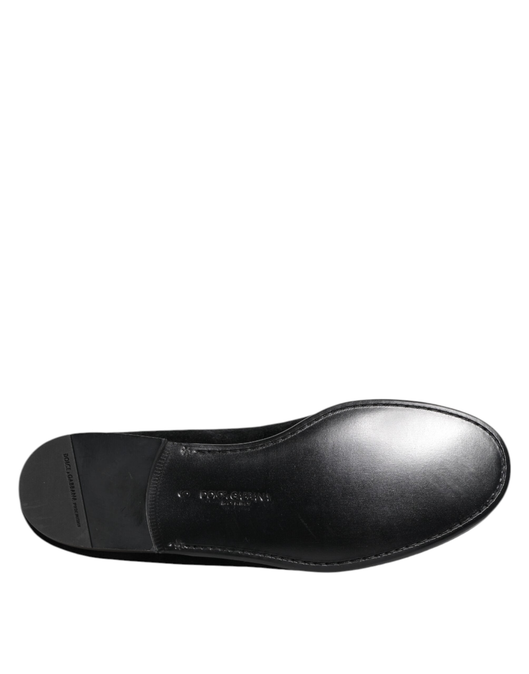 Dolce & Gabbana Black Jacquard Loafers Formal Men Dress Shoes