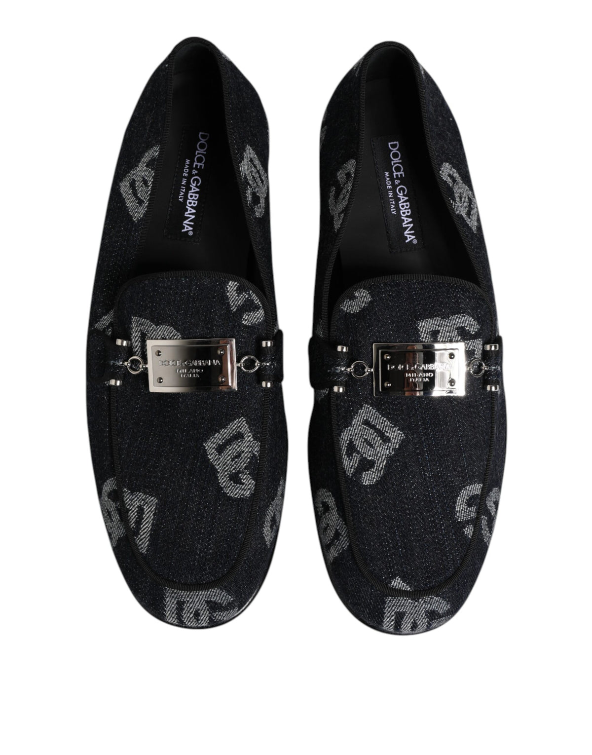 Dolce & Gabbana Blue Logo Cotton Loafers - Artisanal Elegance