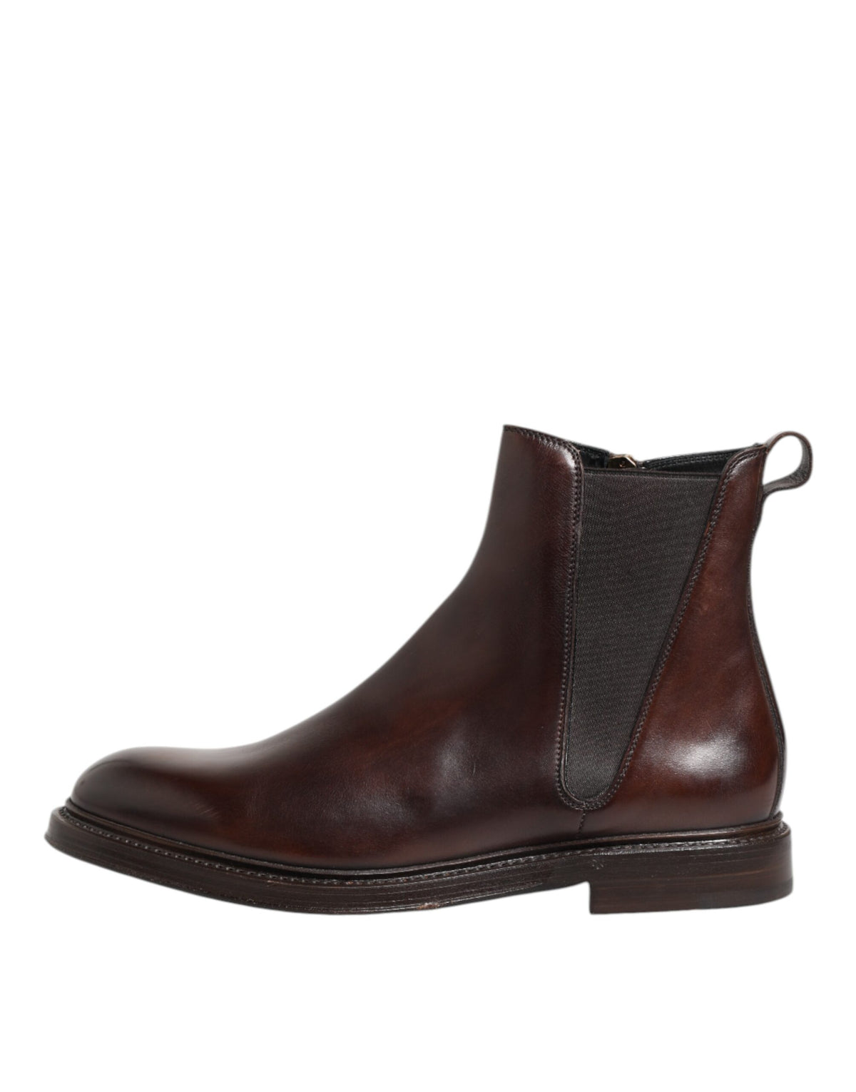 Dolce & Gabbana Brown Chelsea Leather Mid Calf Boots - Exquisite Luxury