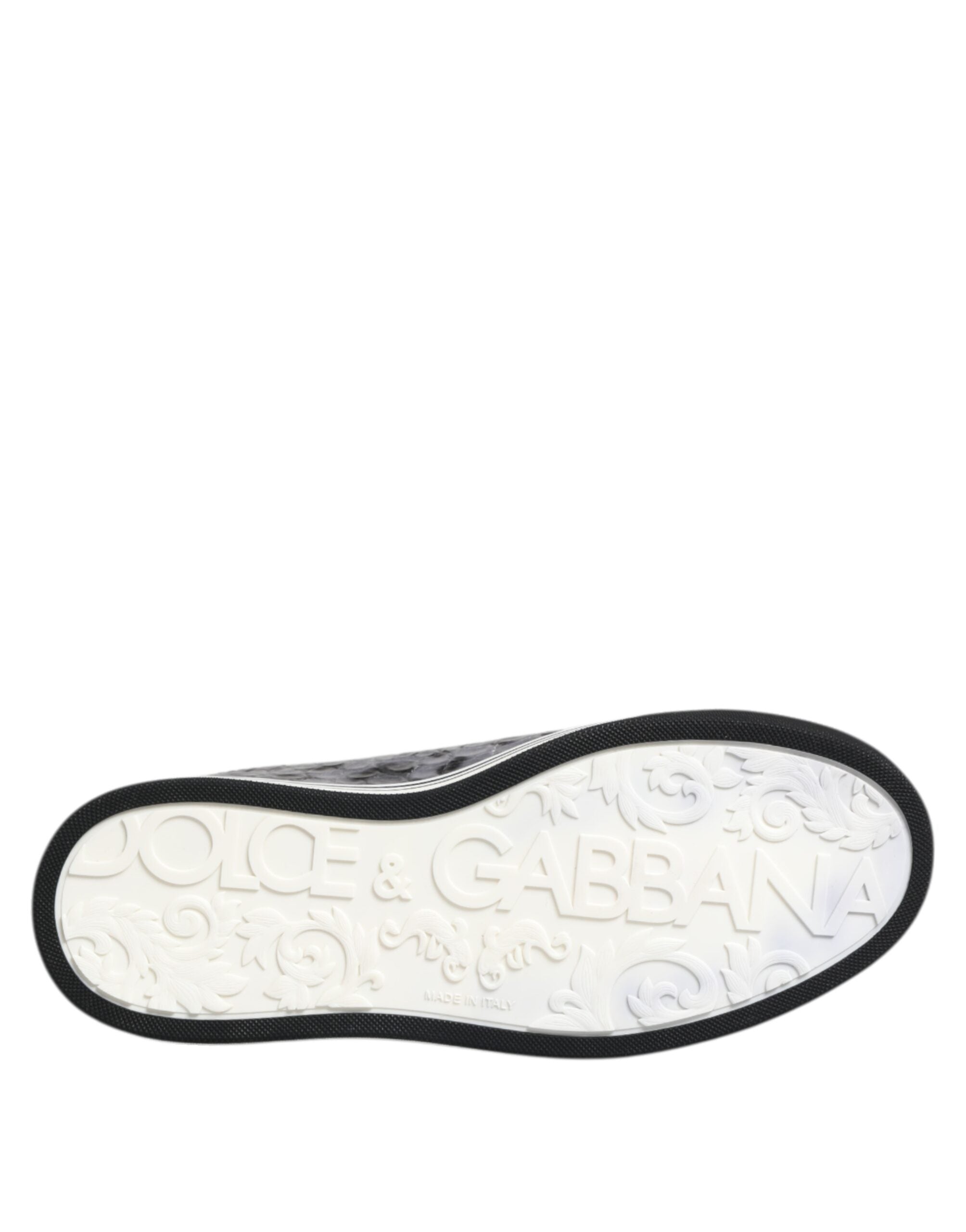 Dolce & Gabbana Gray Leather Leopard Low Top Sneakers Shoes