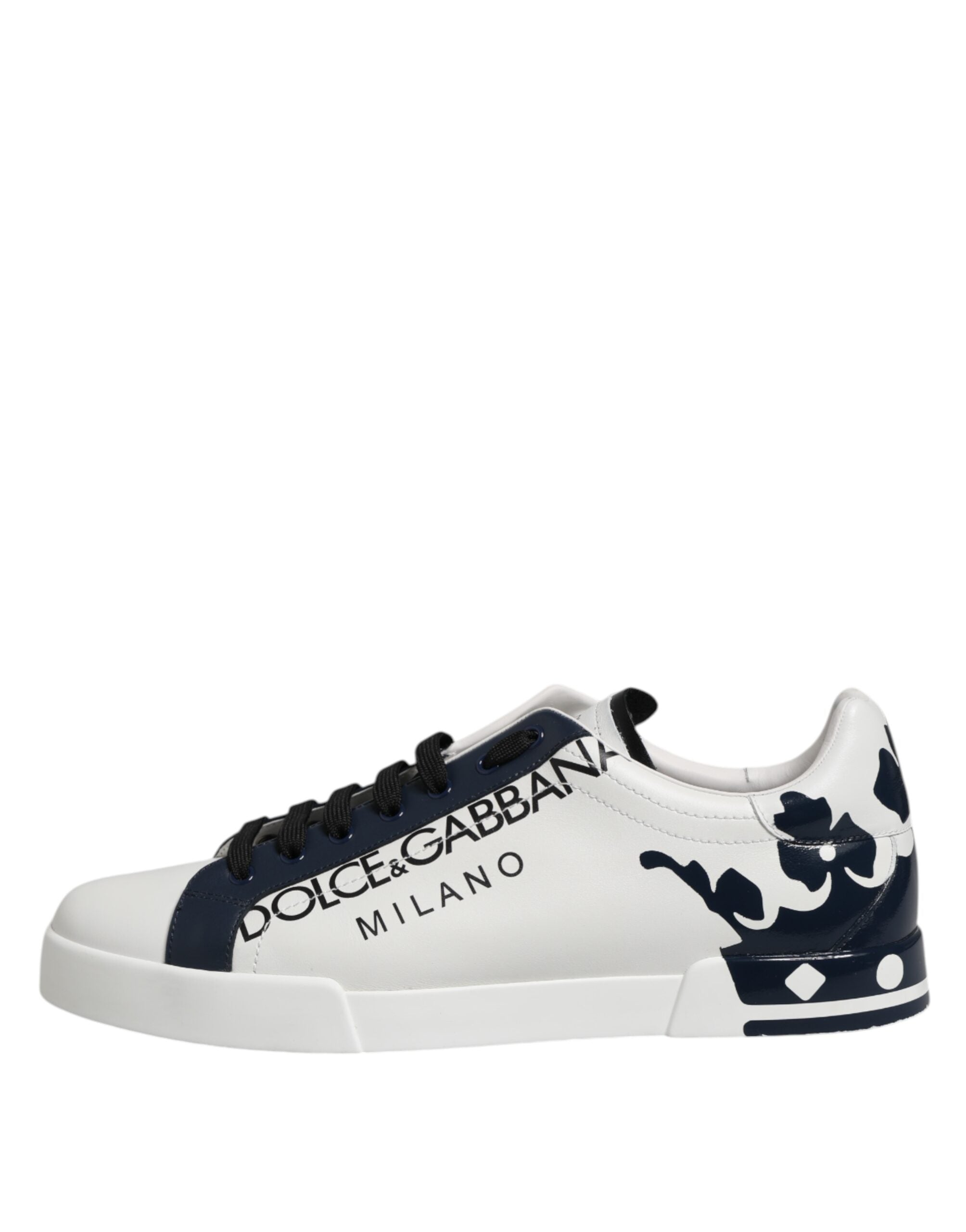 Dolce & Gabbana White Blue Crown Low Top Sneakers Shoes