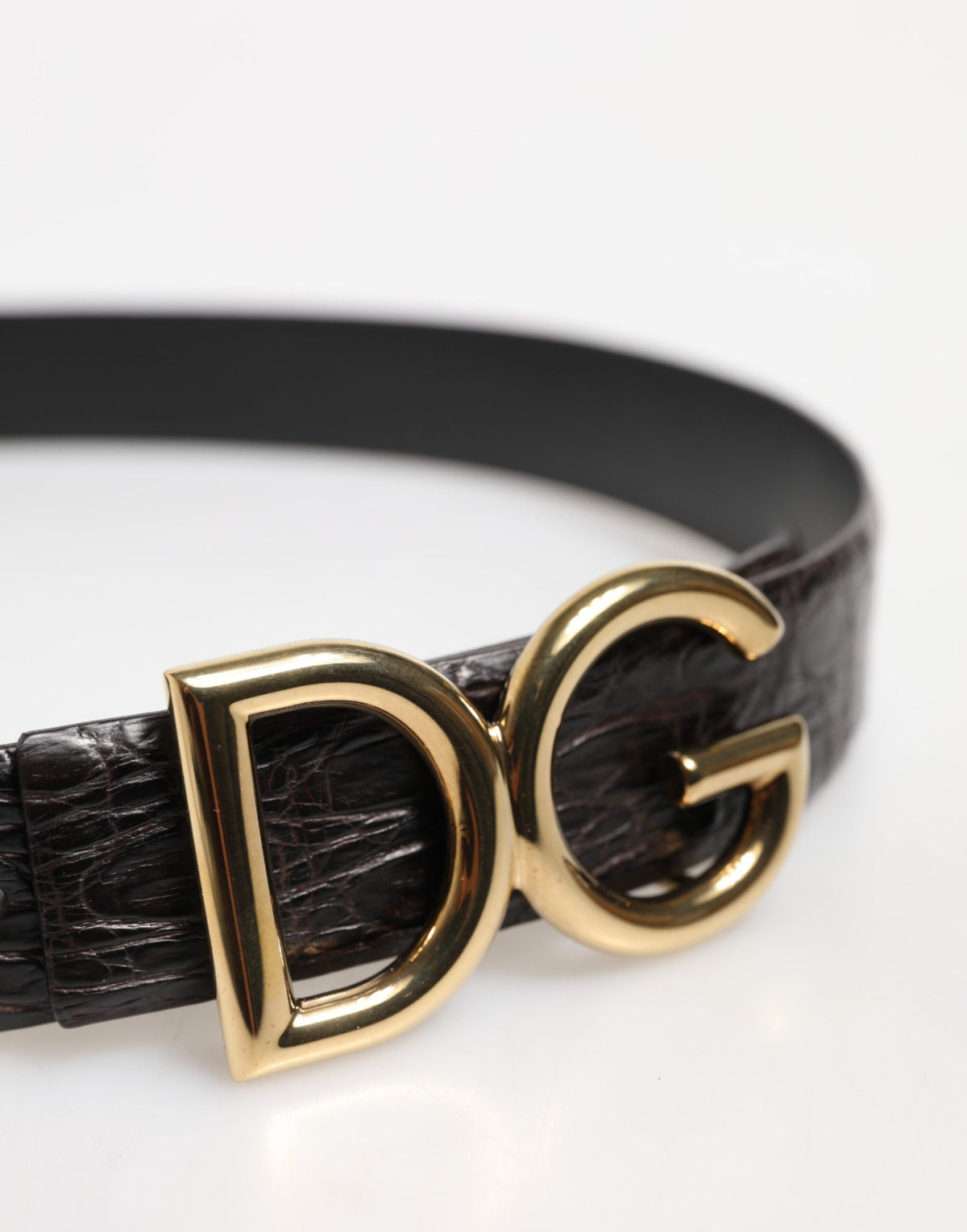 Dolce & Gabbana Black Exotic Leather DG Logo Buckle Belt Couture