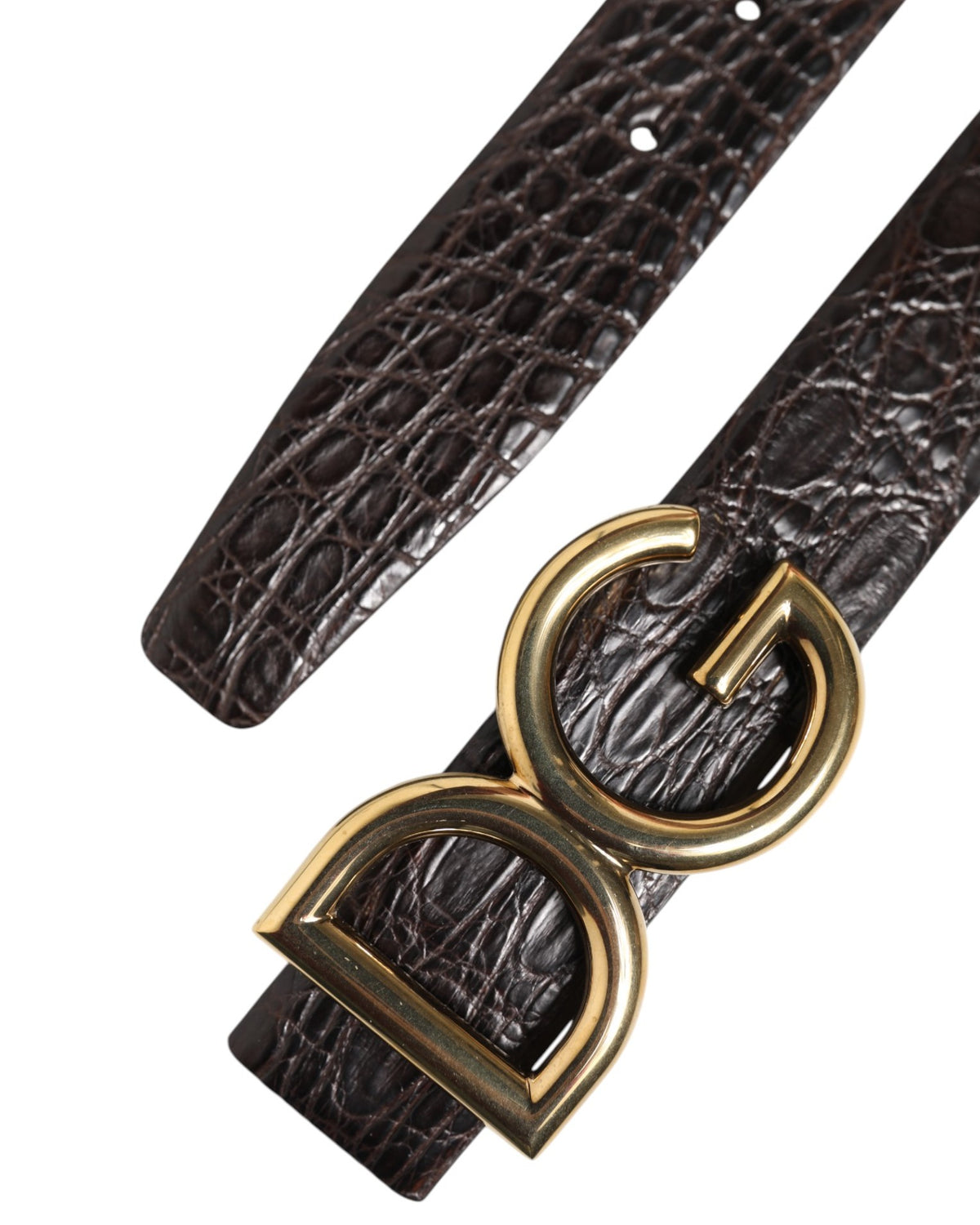 Dolce & Gabbana Black Exotic Leather DG Logo Buckle Belt Couture